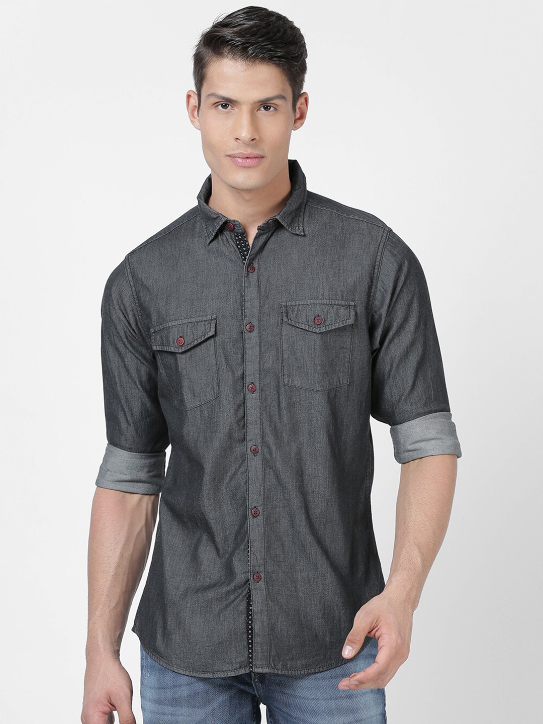 

Llak Jeans Men Black Slim Fit Opaque Pure Cotton Casual Shirt