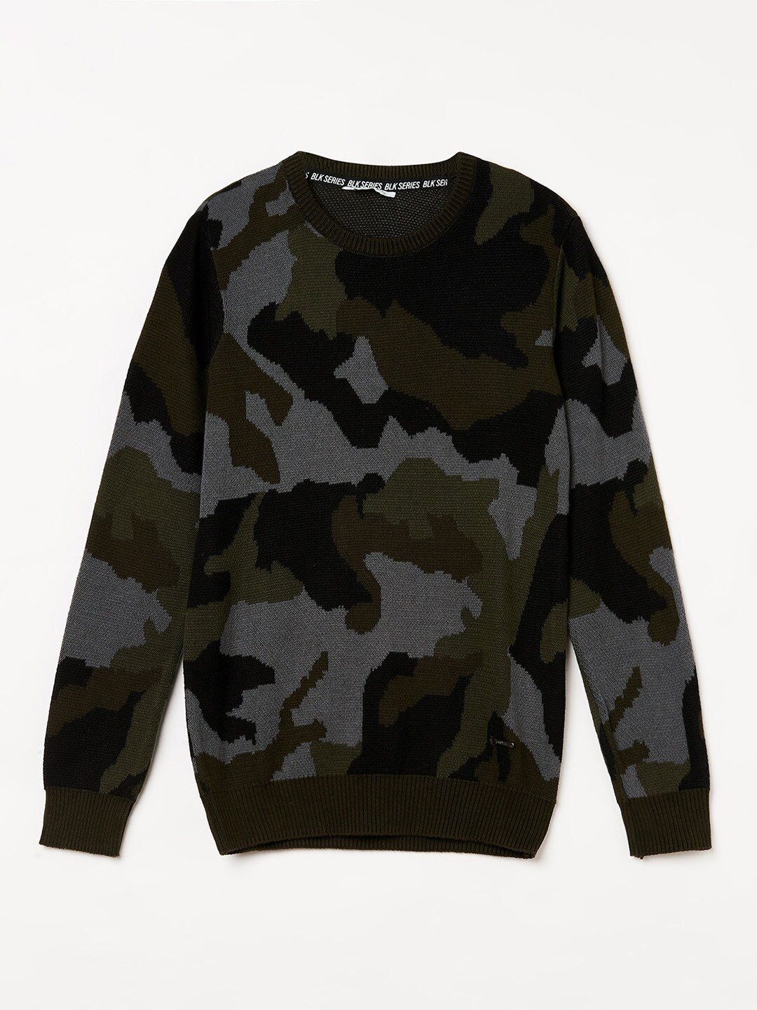 

Bossini Boys Black & Grey Camouflage Printed Pullover