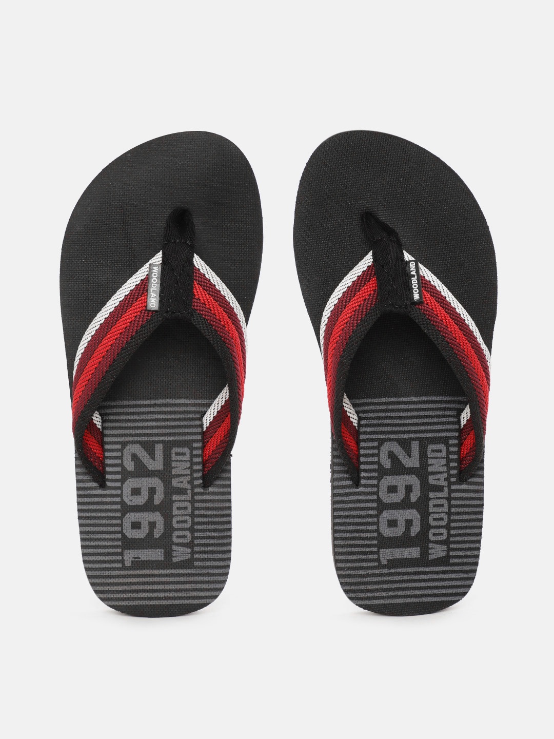 

Woodland Men Black & Grey Striped Thong Flip-Flops