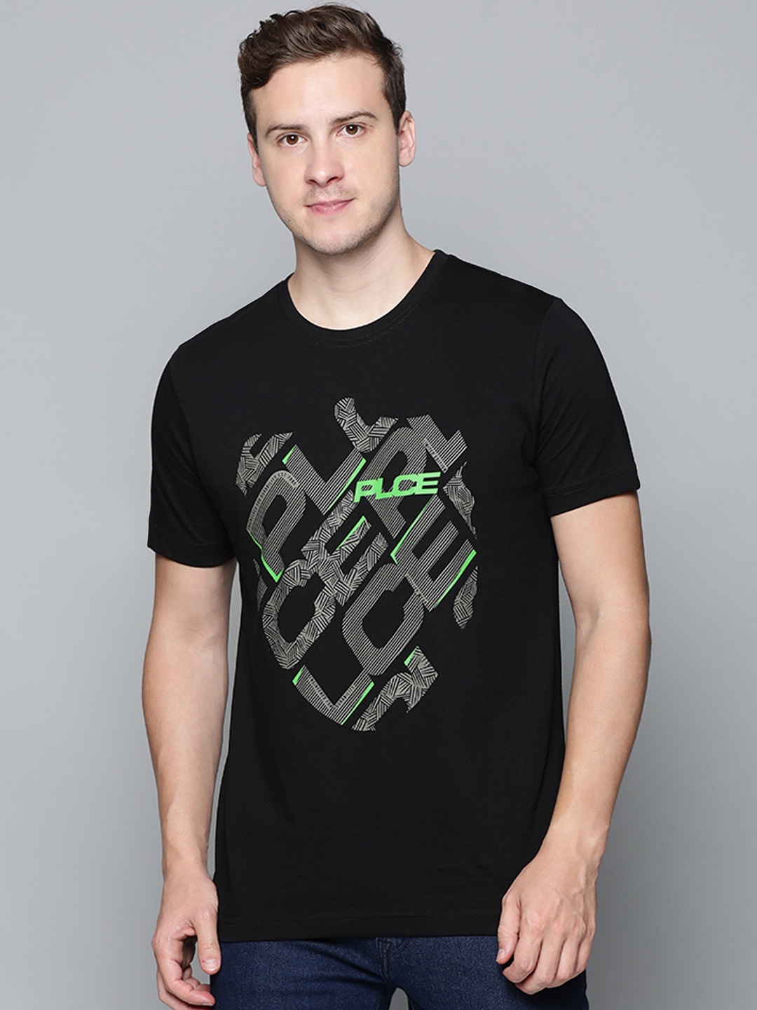 

883 Police Men Black Cotton Printed T-shirt