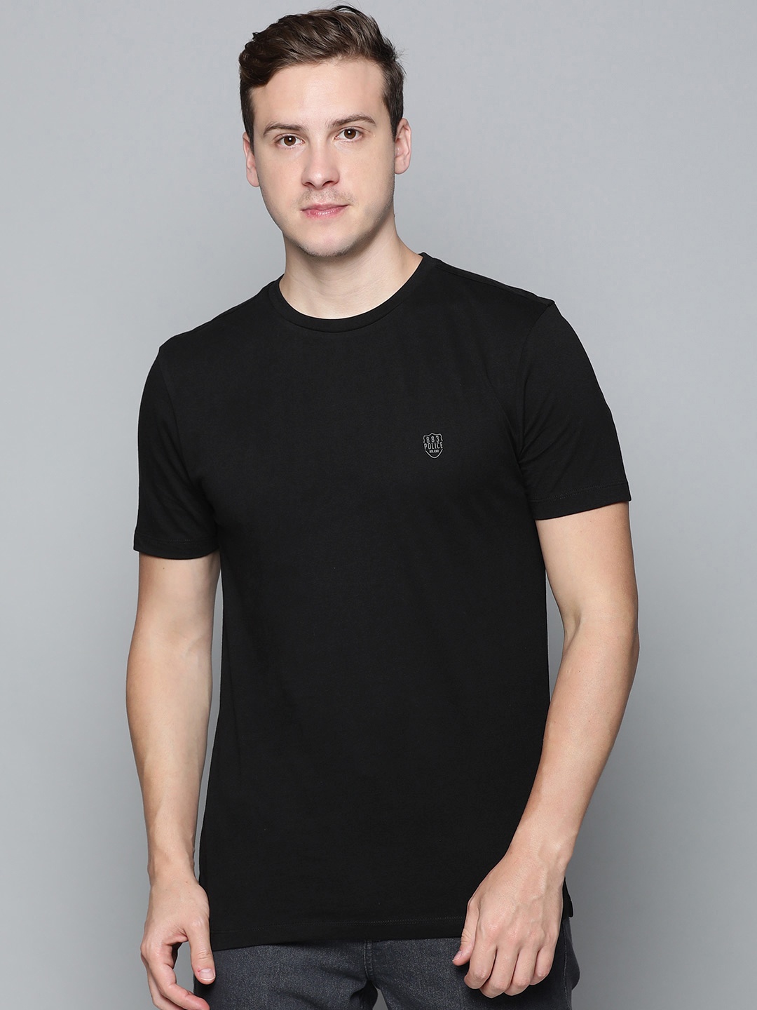 

883 Police Men Black Pure Cotton T-shirt