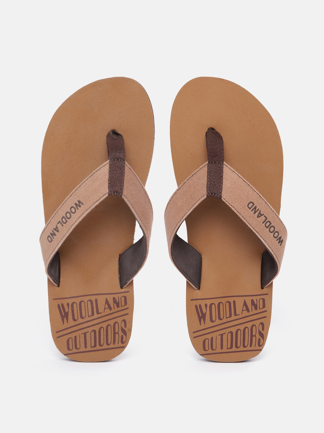 

Woodland Men Brand Logo Printed Thong Flip-Flops, Brown