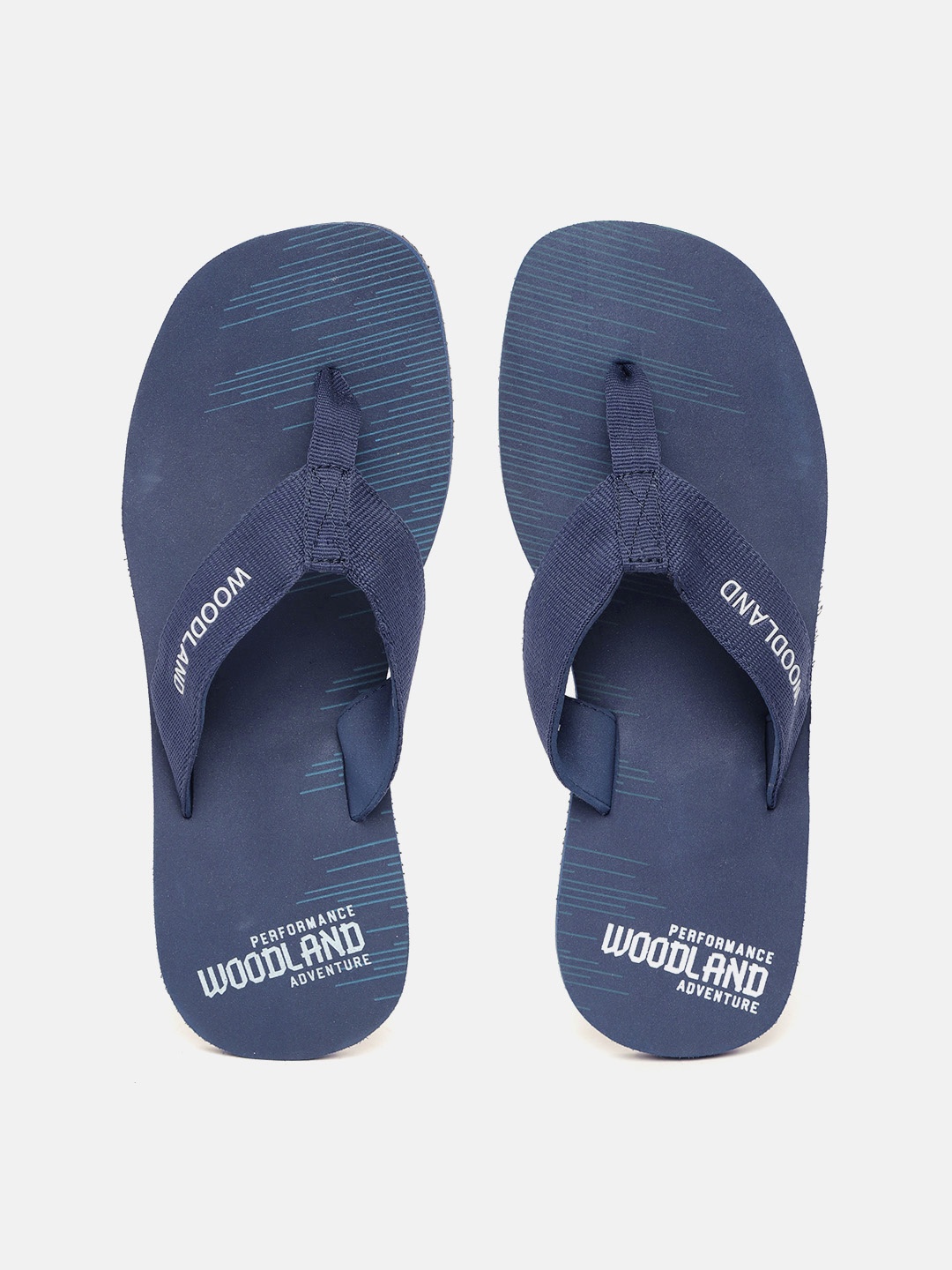 

Woodland Men Navy Blue Brand Logo Print Thong Flip-Flops