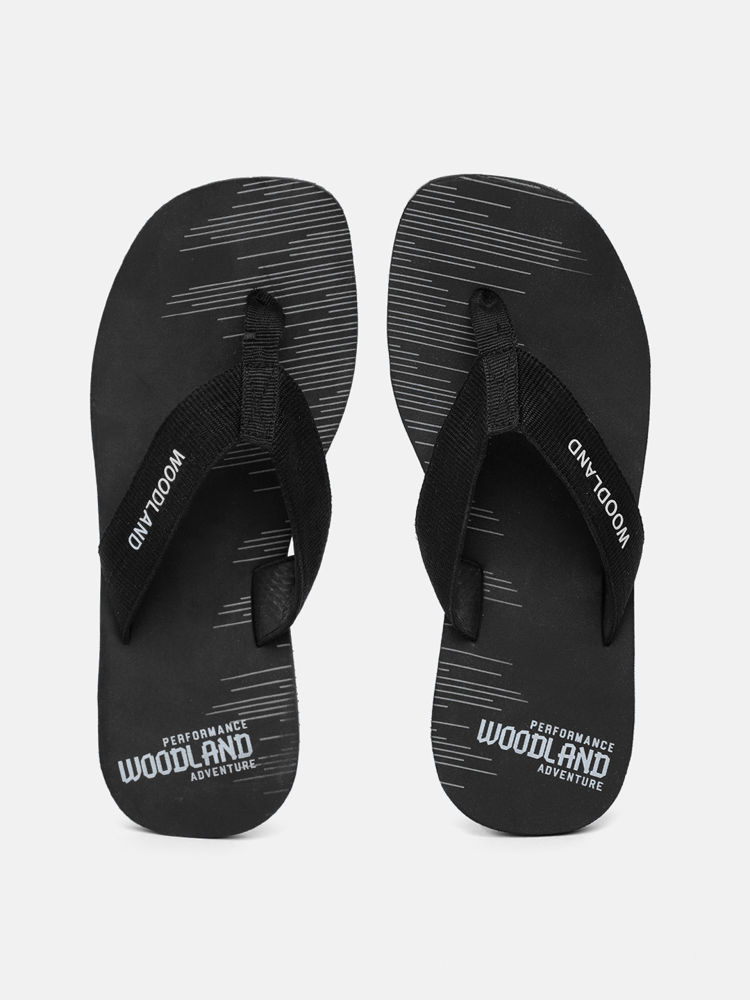 

Woodland Men Brand Logo Printed Thong Flip-Flops, Black