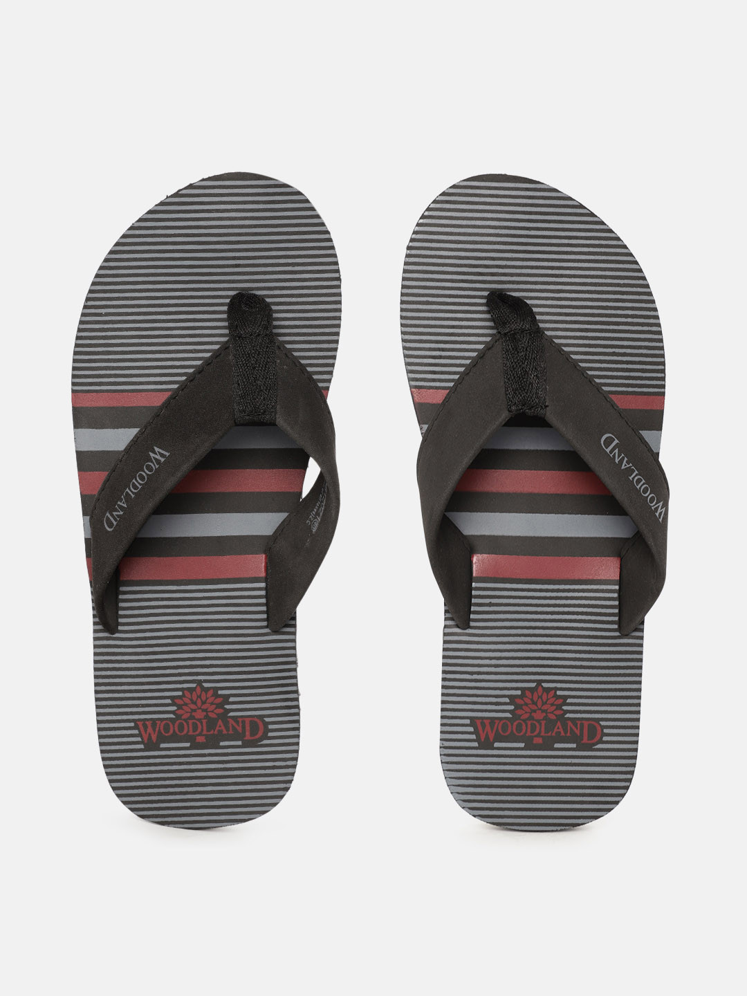 

Woodland Men Black & Grey Striped Thong Flip-Flops