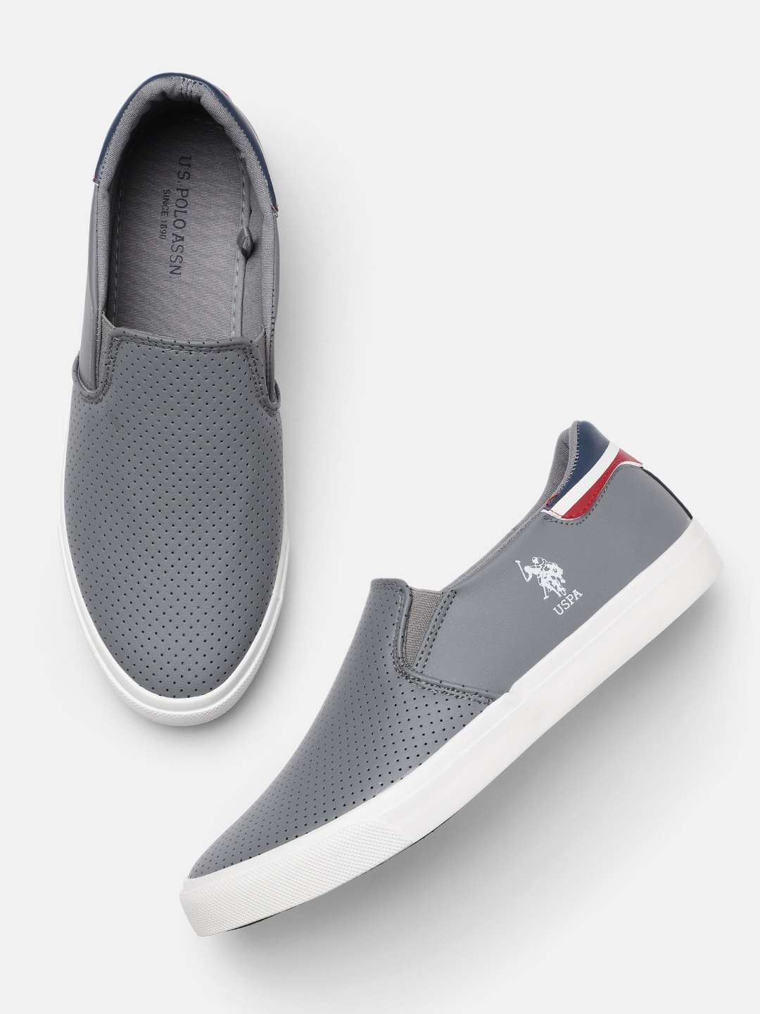 

U.S.Polo Assn. Men Grey Campbell Slip-On Sneakers