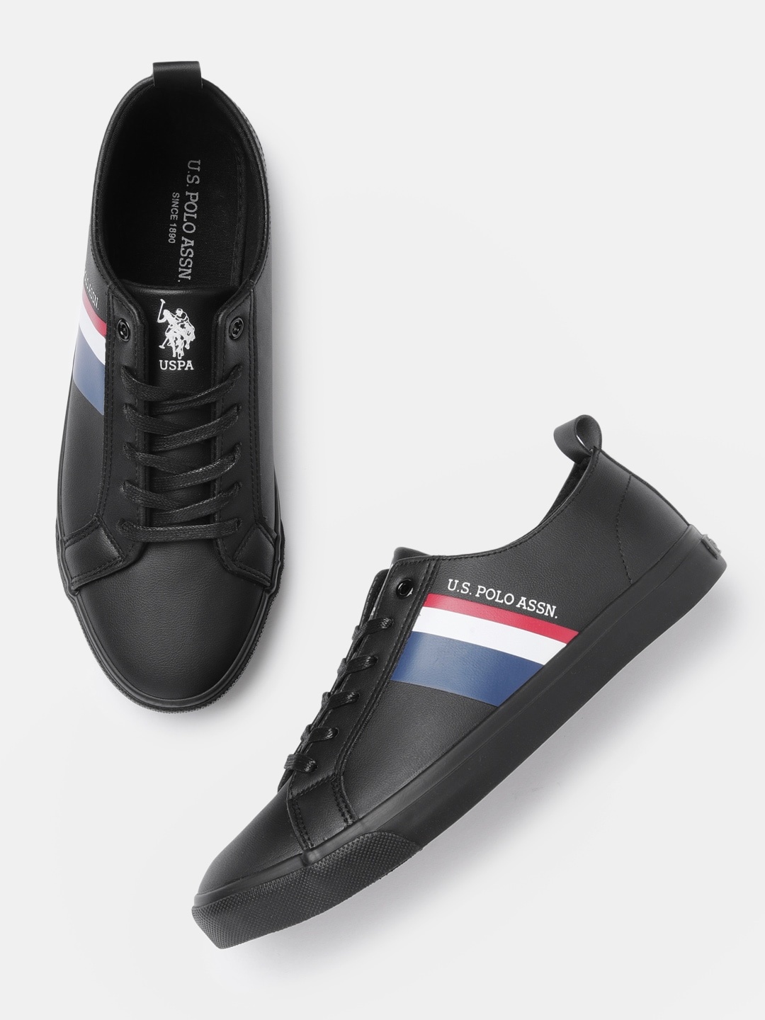 

U S Polo Assn Men Black PU Sneakers