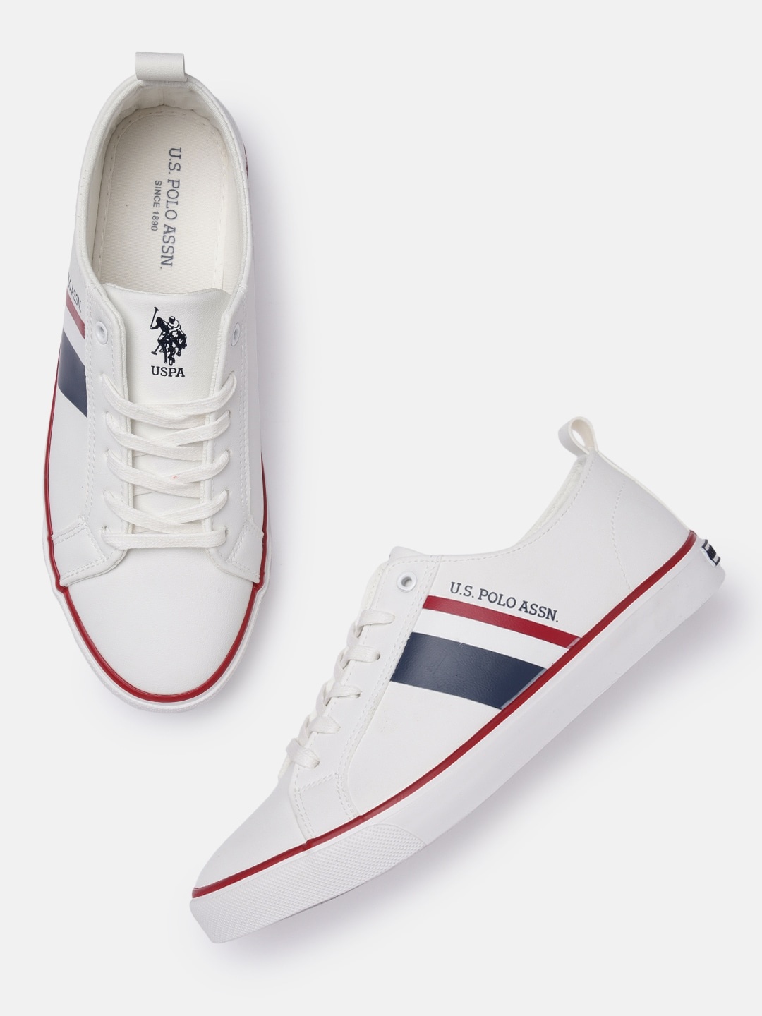 

U S Polo Assn Men Off White PU Sneakers