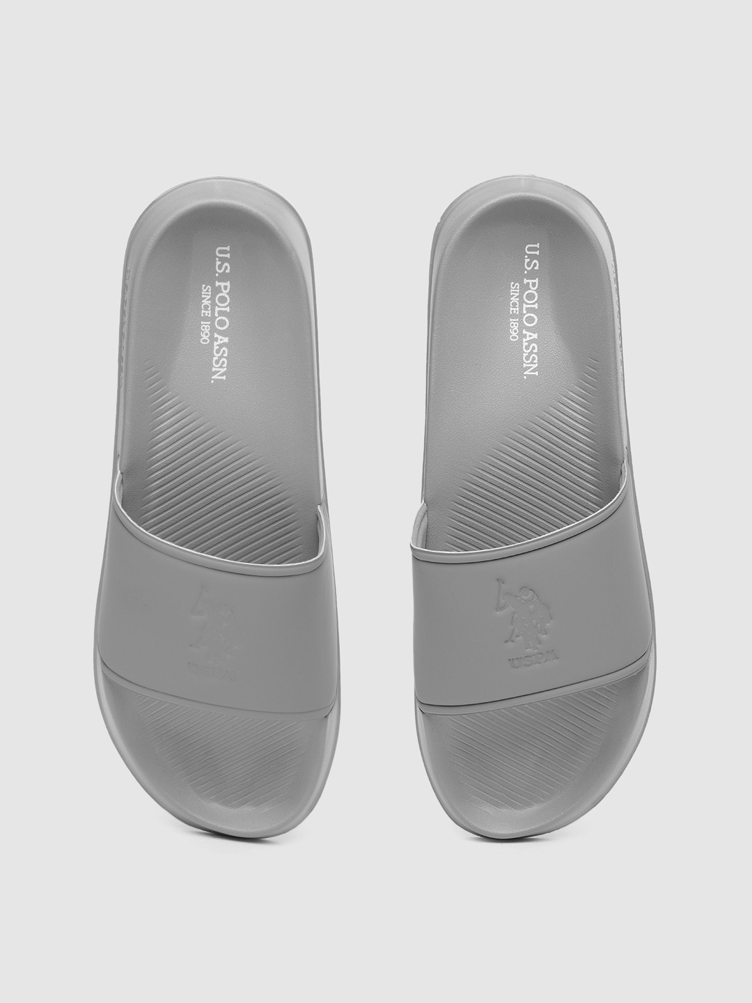

U. S. Polo Assn. Men Grey Solid Synthetic Sliders