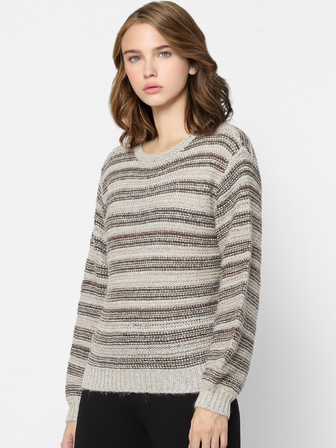 

ONLY Women Grey Striped Pullover