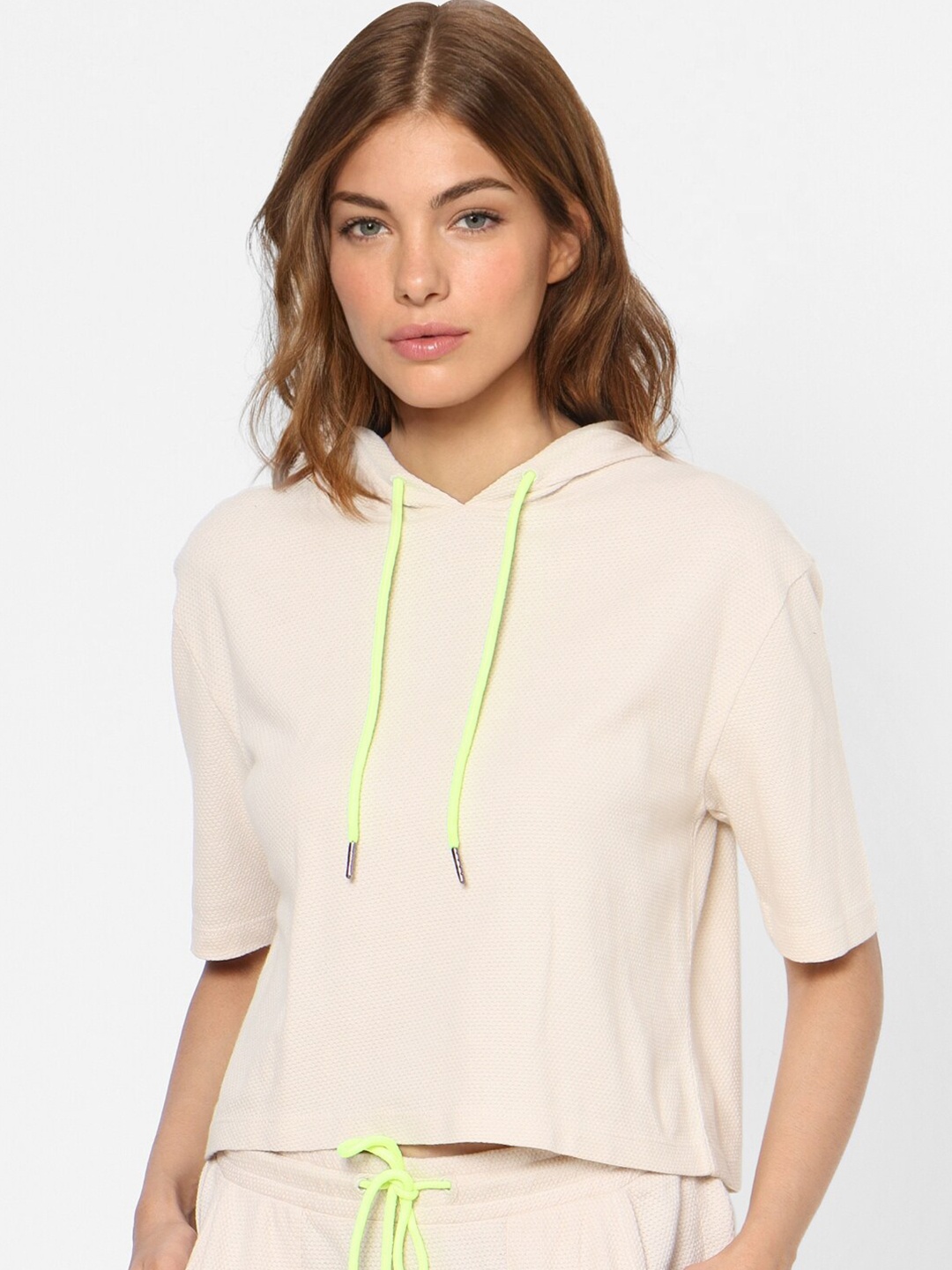 

ONLY Women Beige Hooded Sweatshirt