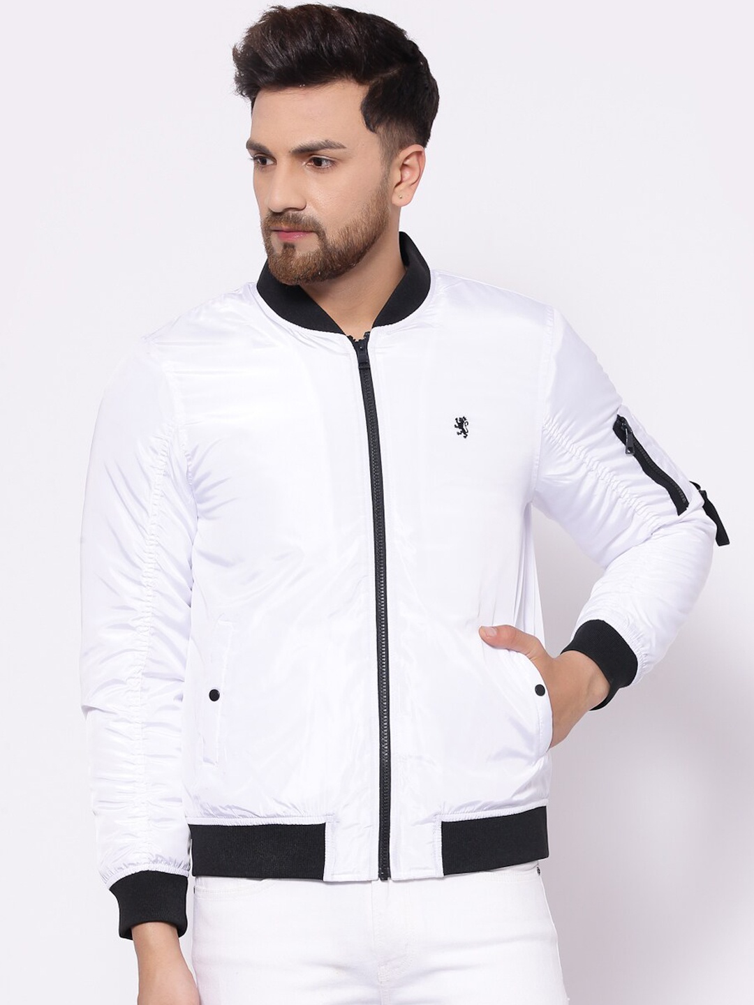 

Red Tape Men White Bomber Jacket