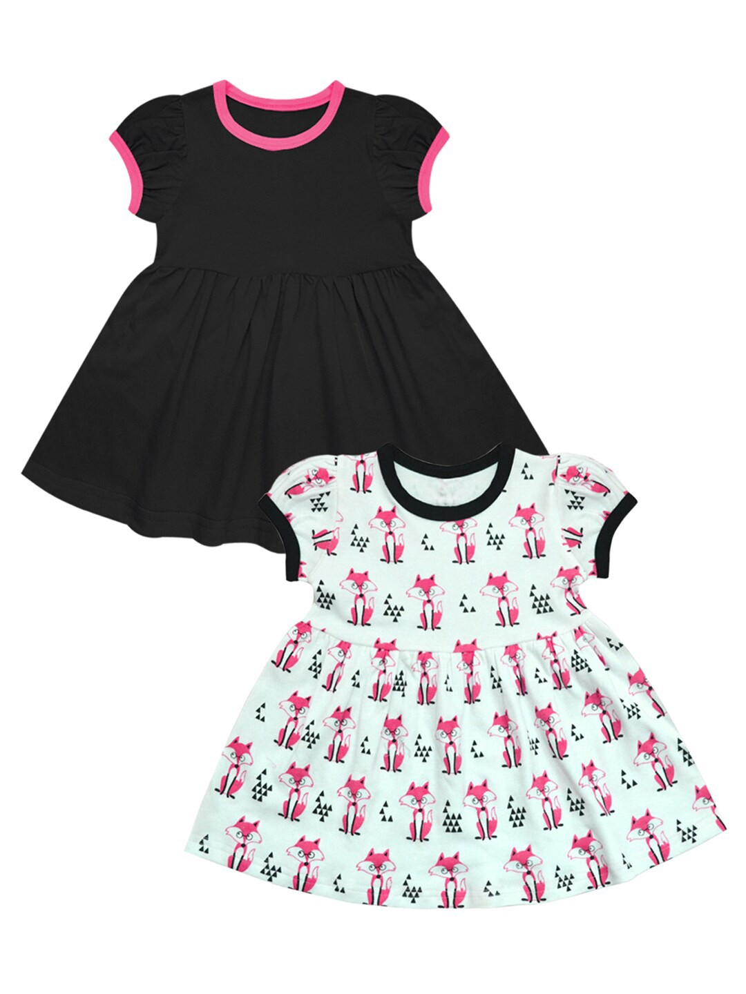 

A T U N Black & White Pack of 2 Printed Cotton Dress