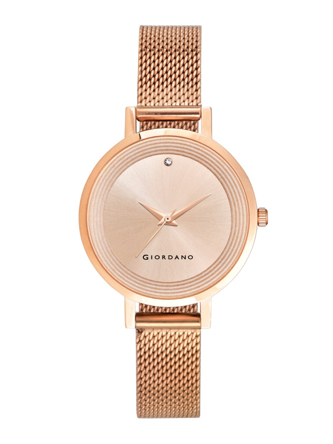 

GIORDANO Women Rose Gold-Toned Brass Embellished Dial & Bracelet Straps Analogue Watch GD4067-33