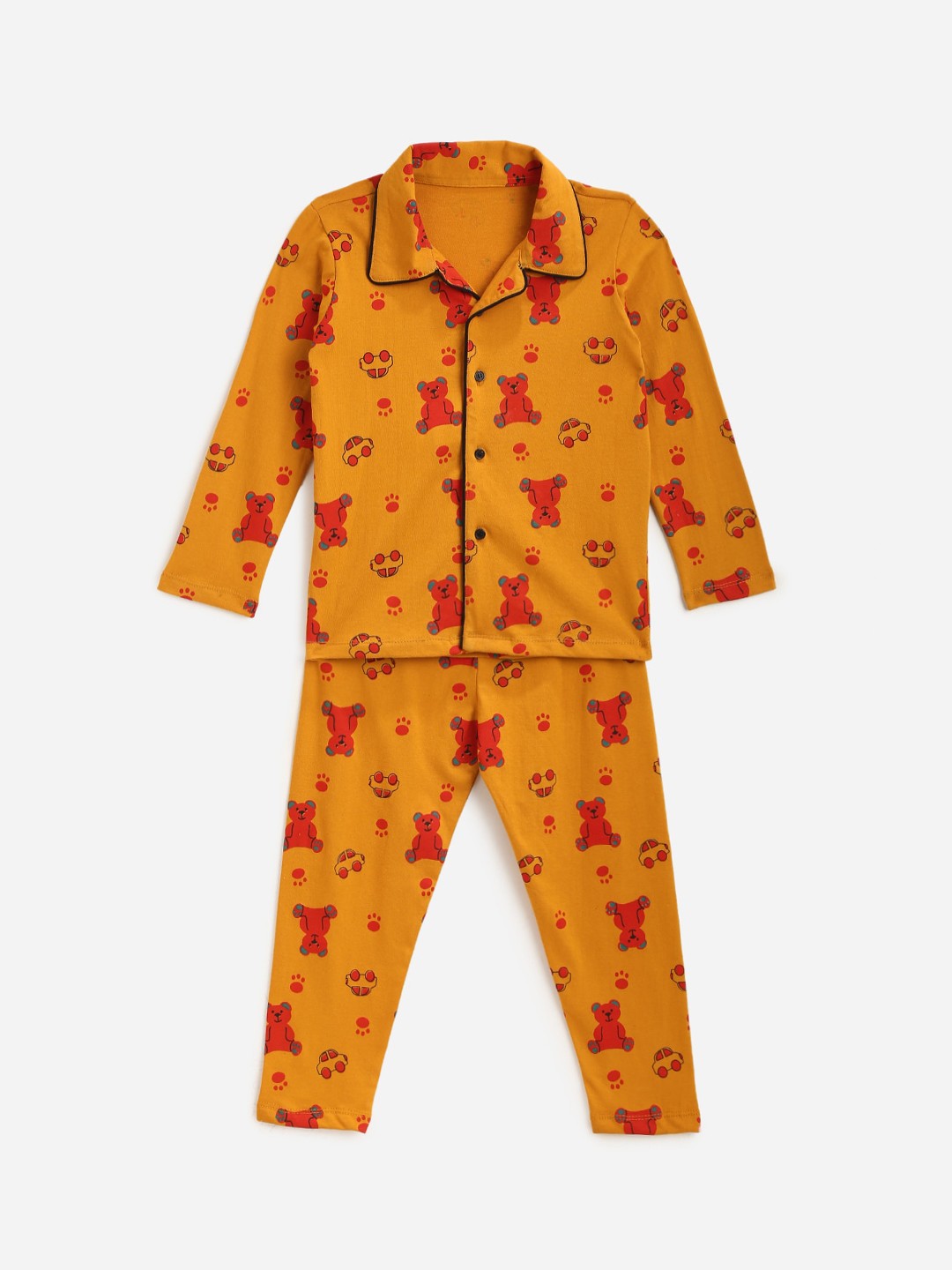 

YK Boys Mustard & Red Printed Pure Cotton Night suit
