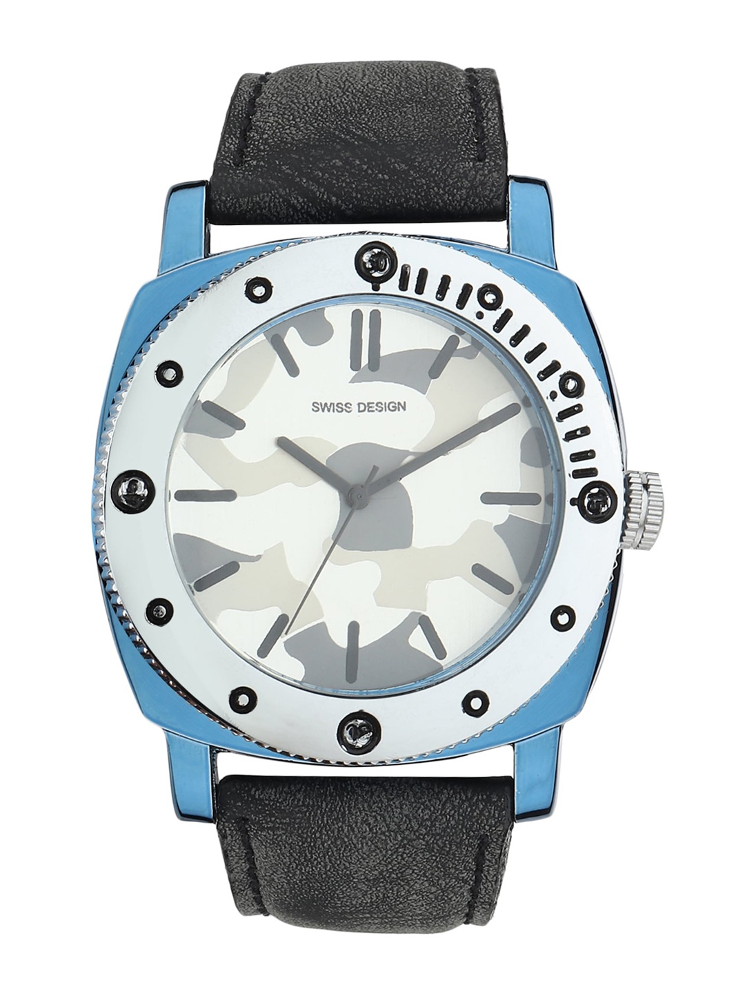 

Swiss Design Men Grey Printed Dial & Grey Leather Straps Analogue Watch SD-705-SL