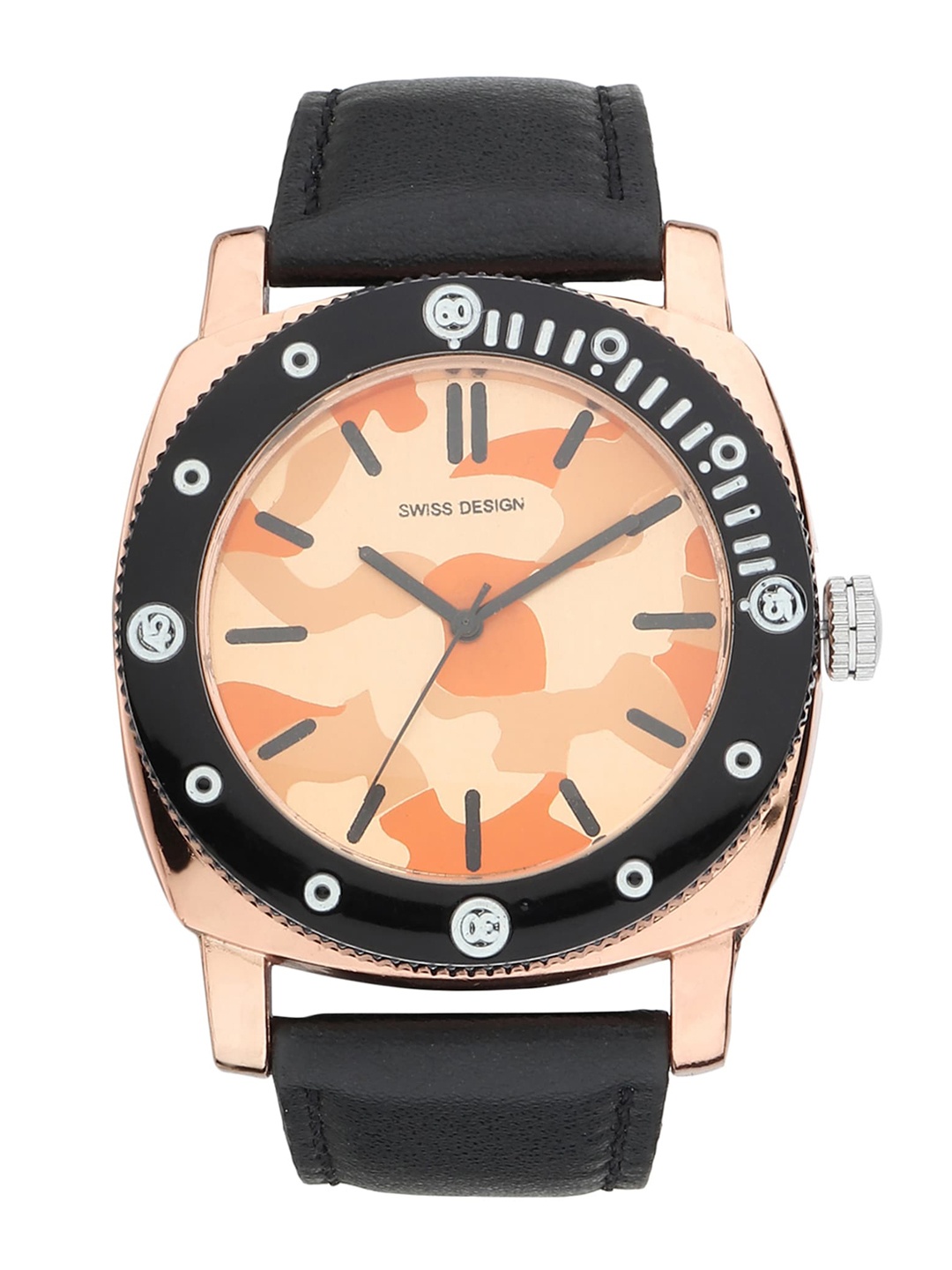 

Swiss Design Men Brown Printed Dial & Black Leather Straps Analogue Watch - SD-705-BK