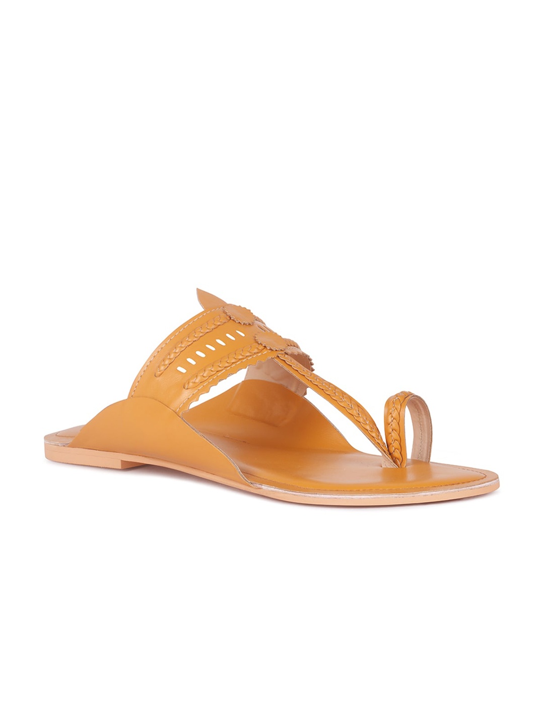 

London Rag Women Mustard One Toe Flats with Laser Cuts