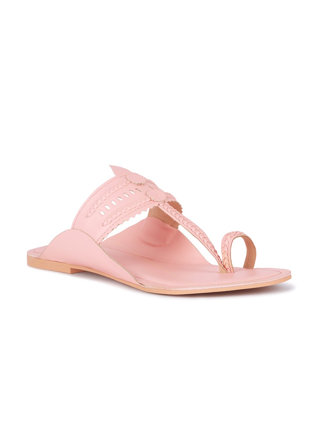 

London Rag Women Pink Cut Work Kolhari One Toe Flats