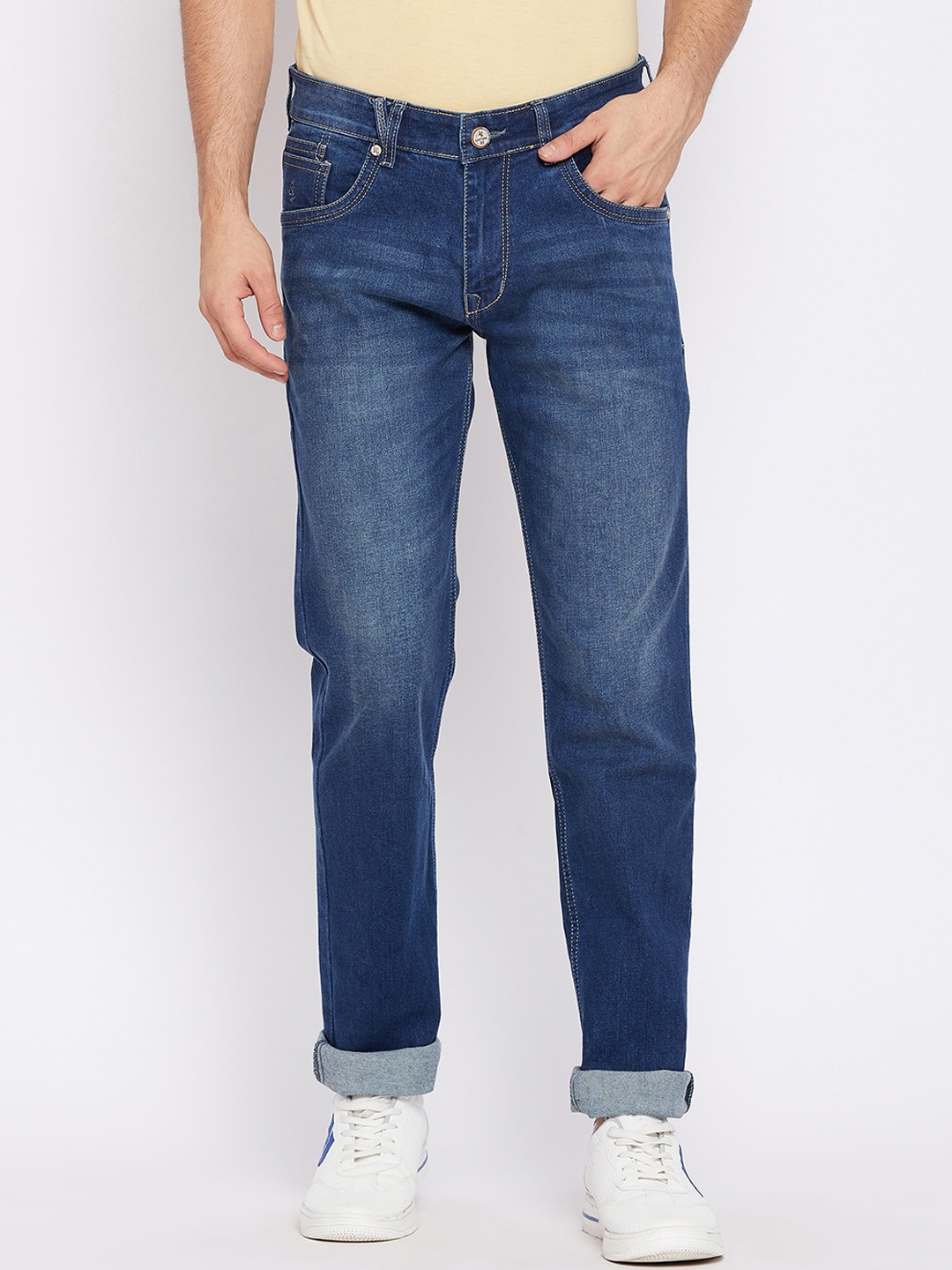 

Cantabil Men Blue Light Fade Jeans
