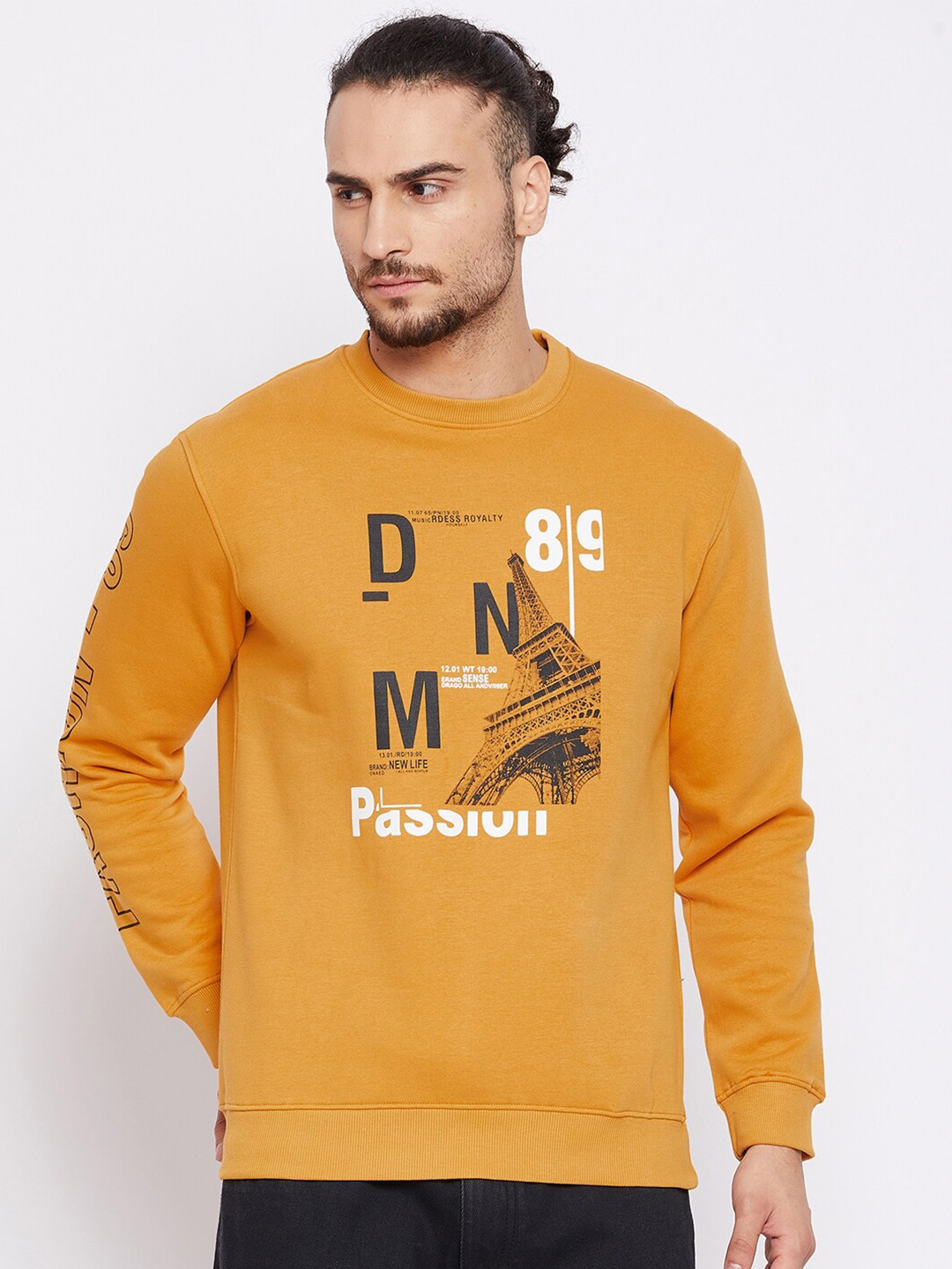 

Cantabil Men Mustard Printed Sweatshirt