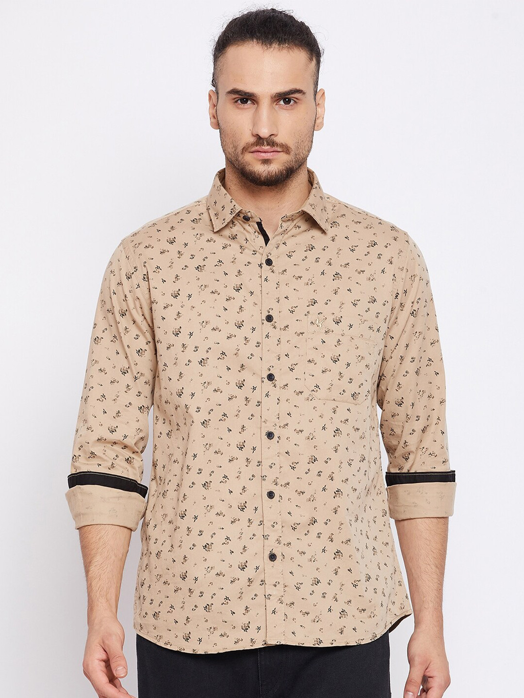

Cantabil Men Beige Floral Opaque Printed Pure Cotton Casual Shirt
