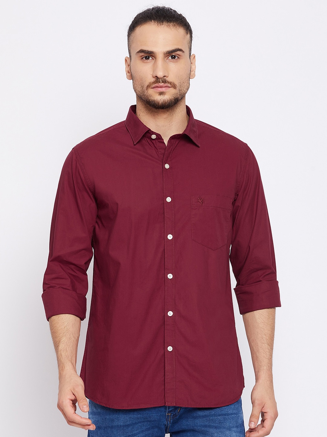 

Cantabil Men Maroon Opaque Casual Shirt