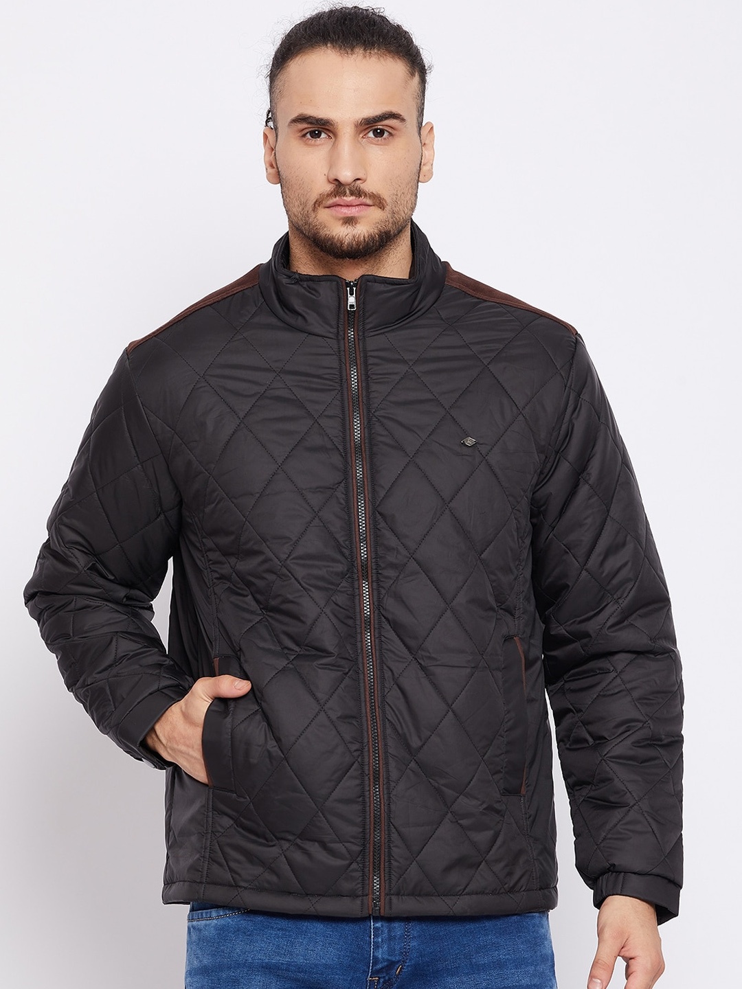 

Cantabil Men Black Quilted Jacket