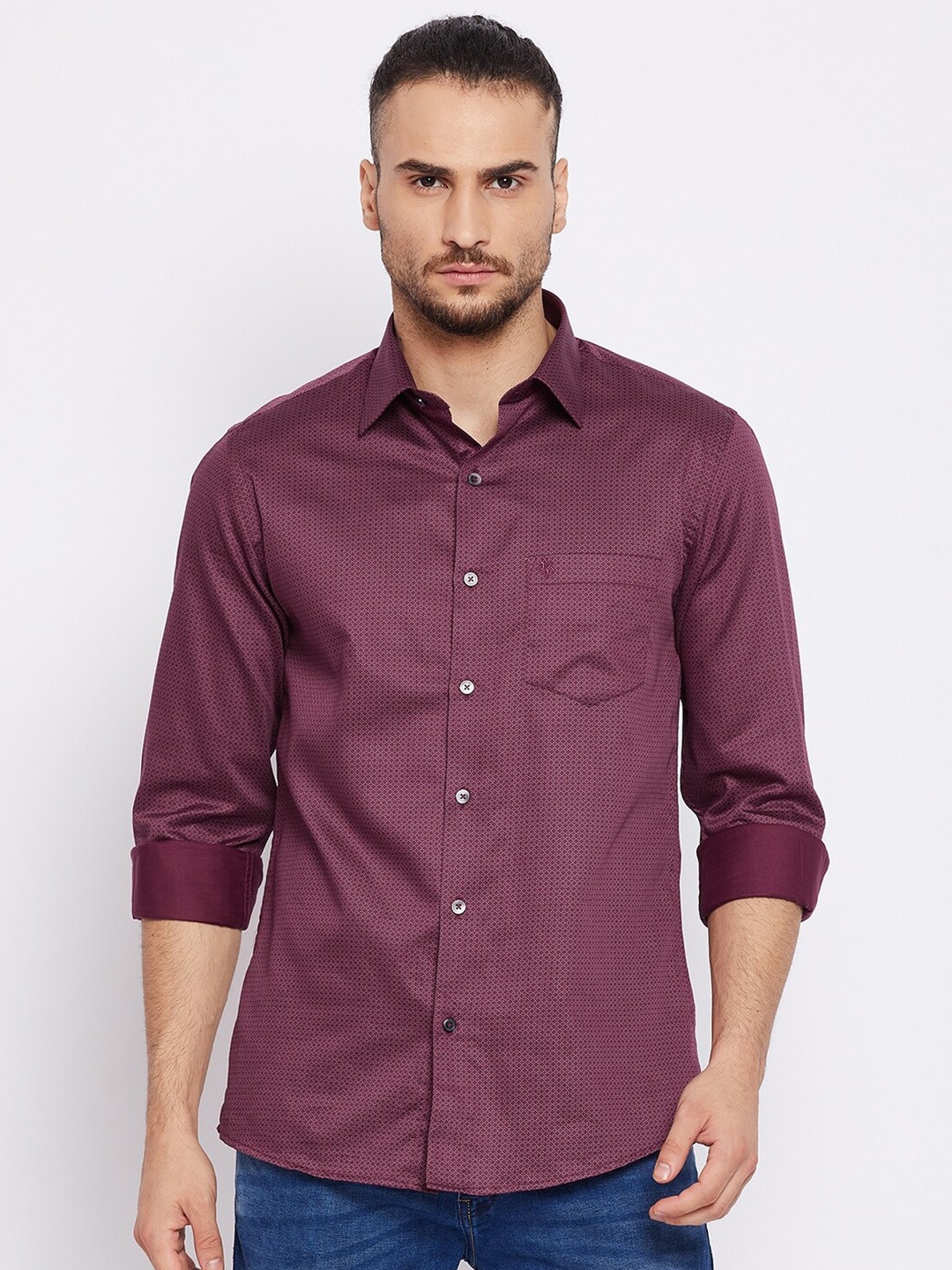 

Cantabil Men Maroon Opaque Casual Shirt