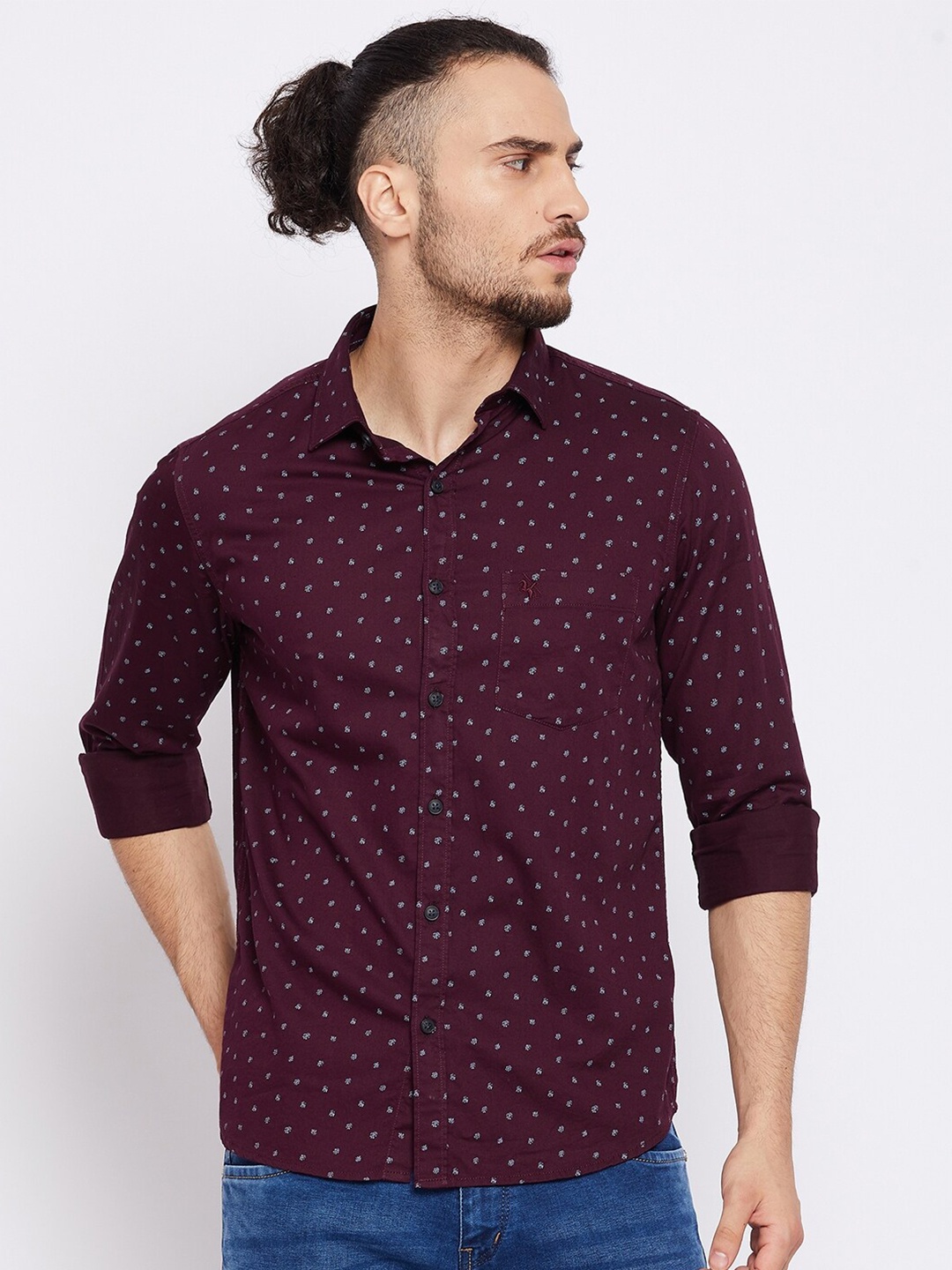 

Cantabil Men Maroon Opaque Printed Casual Shirt
