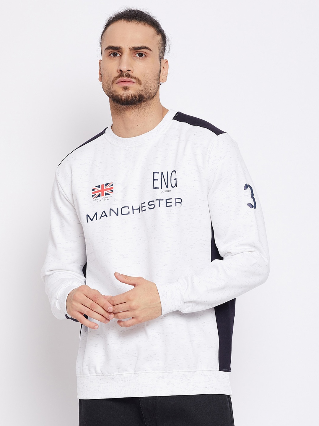 

Cantabil Men White Printed Sweatshirt