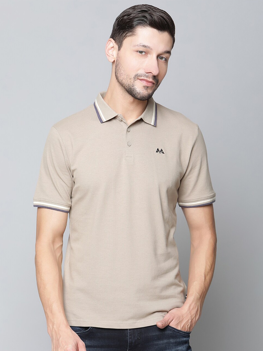 

LINDBERGH Men Khaki Polo Collar T-shirt