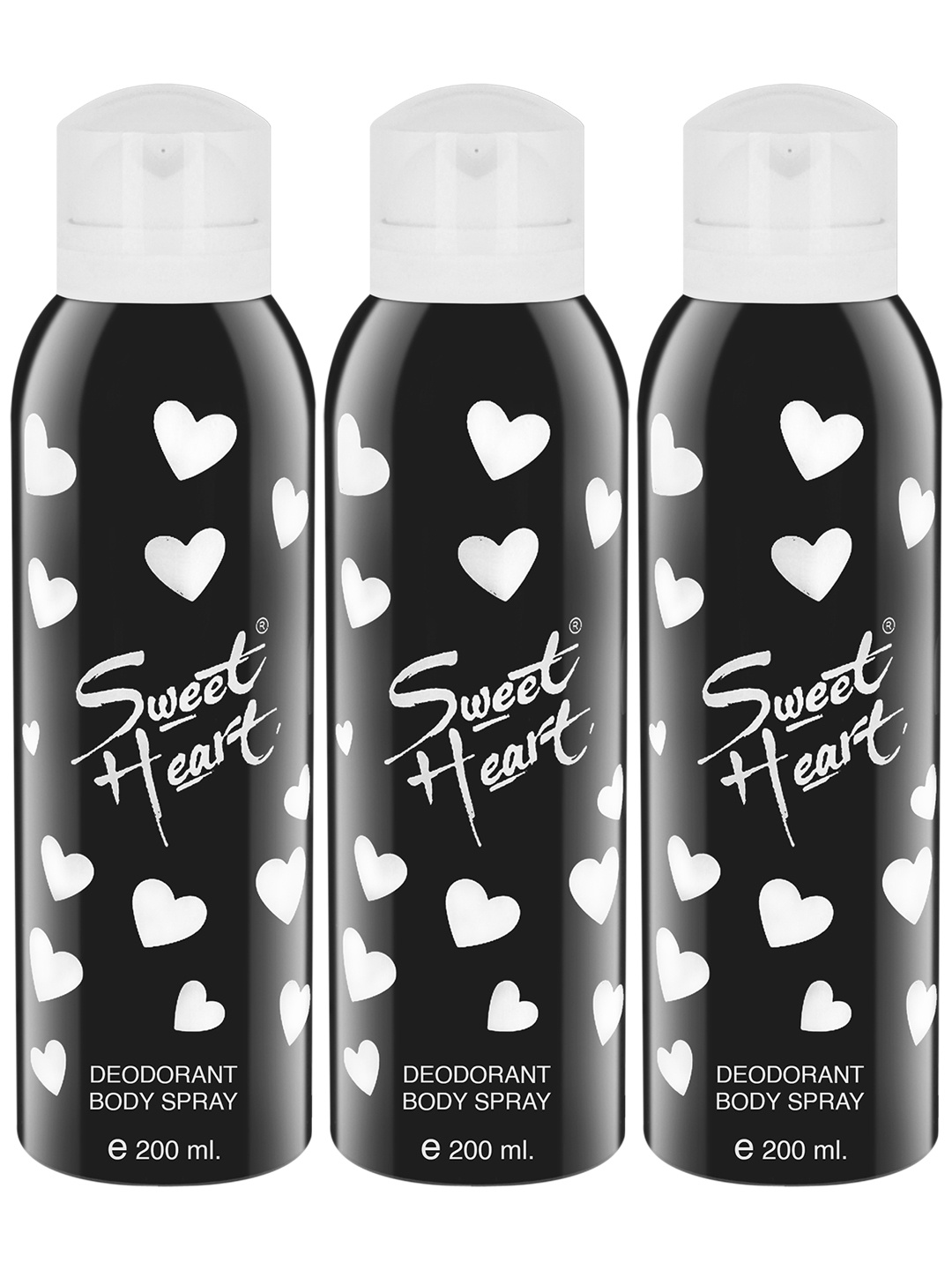 

Sweetheart Unisex Black Long Lasting Deodorant Perfumed Bodyspray, 200ml (Pack of 3)