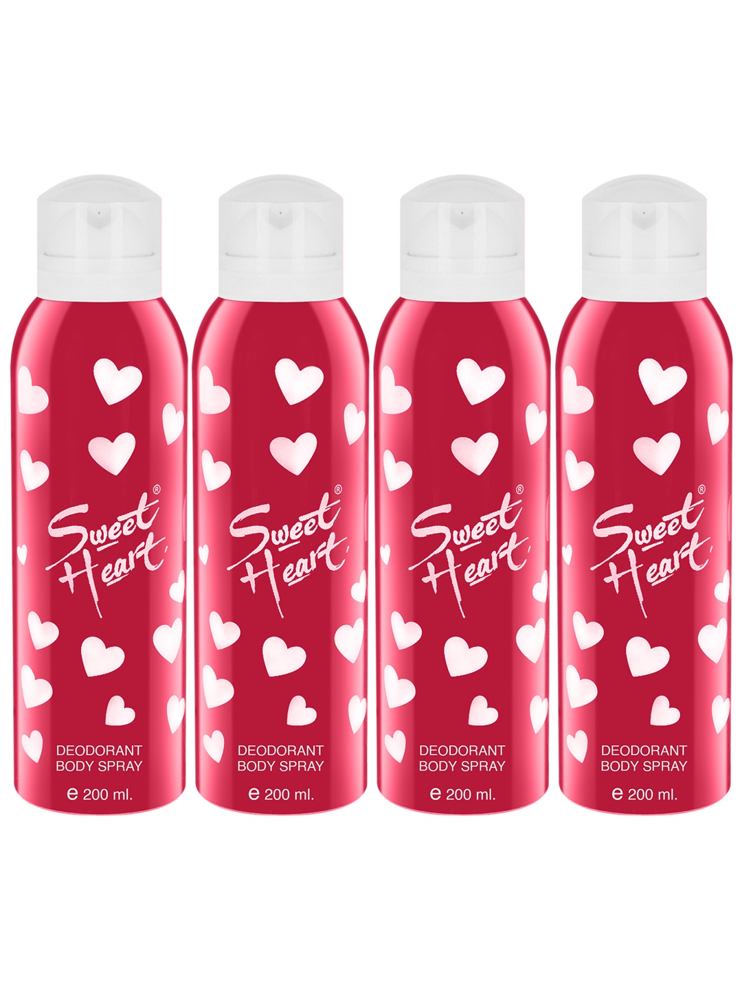 

Sweetheart Pack of 4 Deodorant Perfumed Bodyspray-200ml Each, Transparent