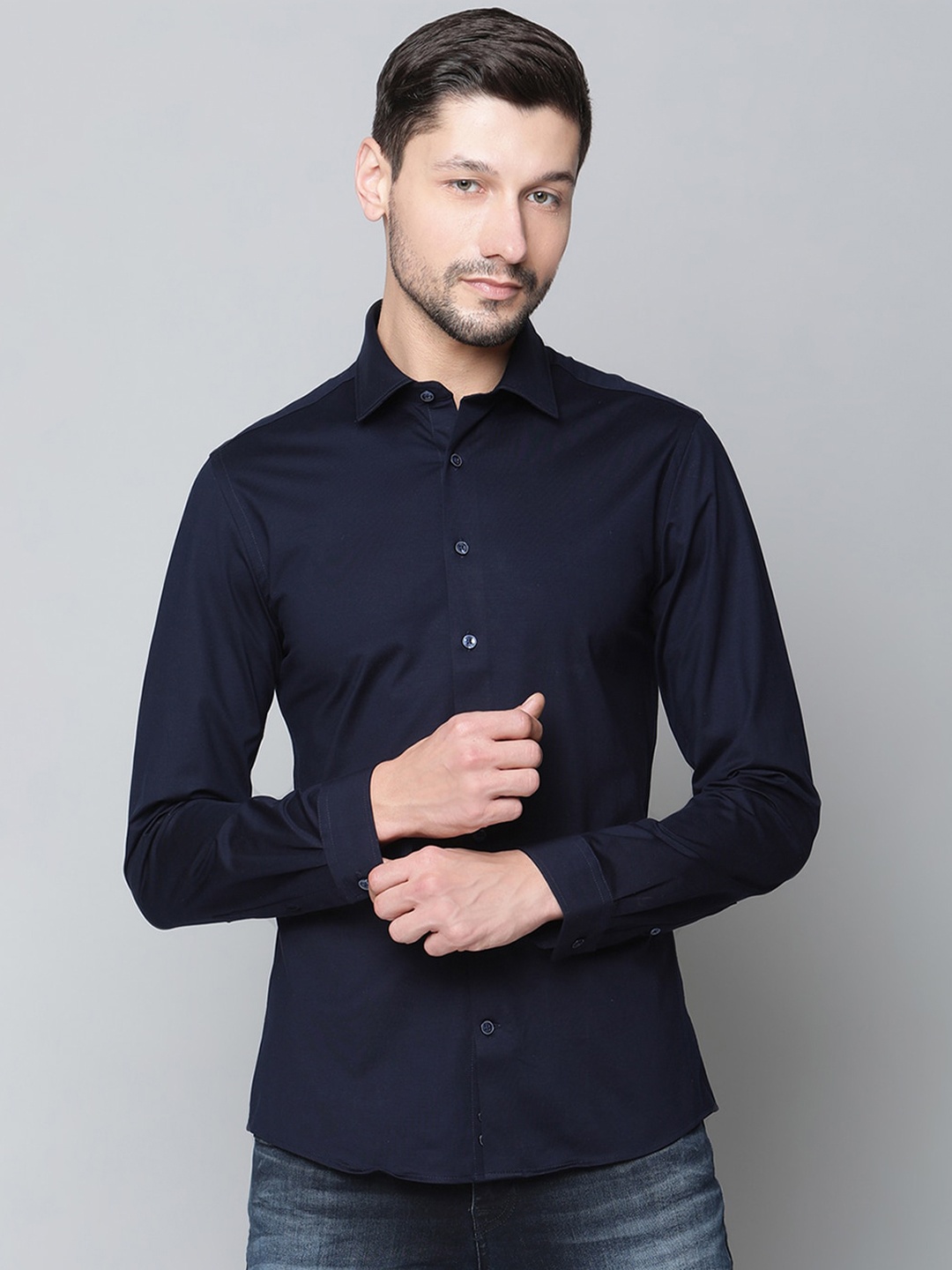 

LINDBERGH Men Navy Blue Slim Fit Opaque Casual Shirt