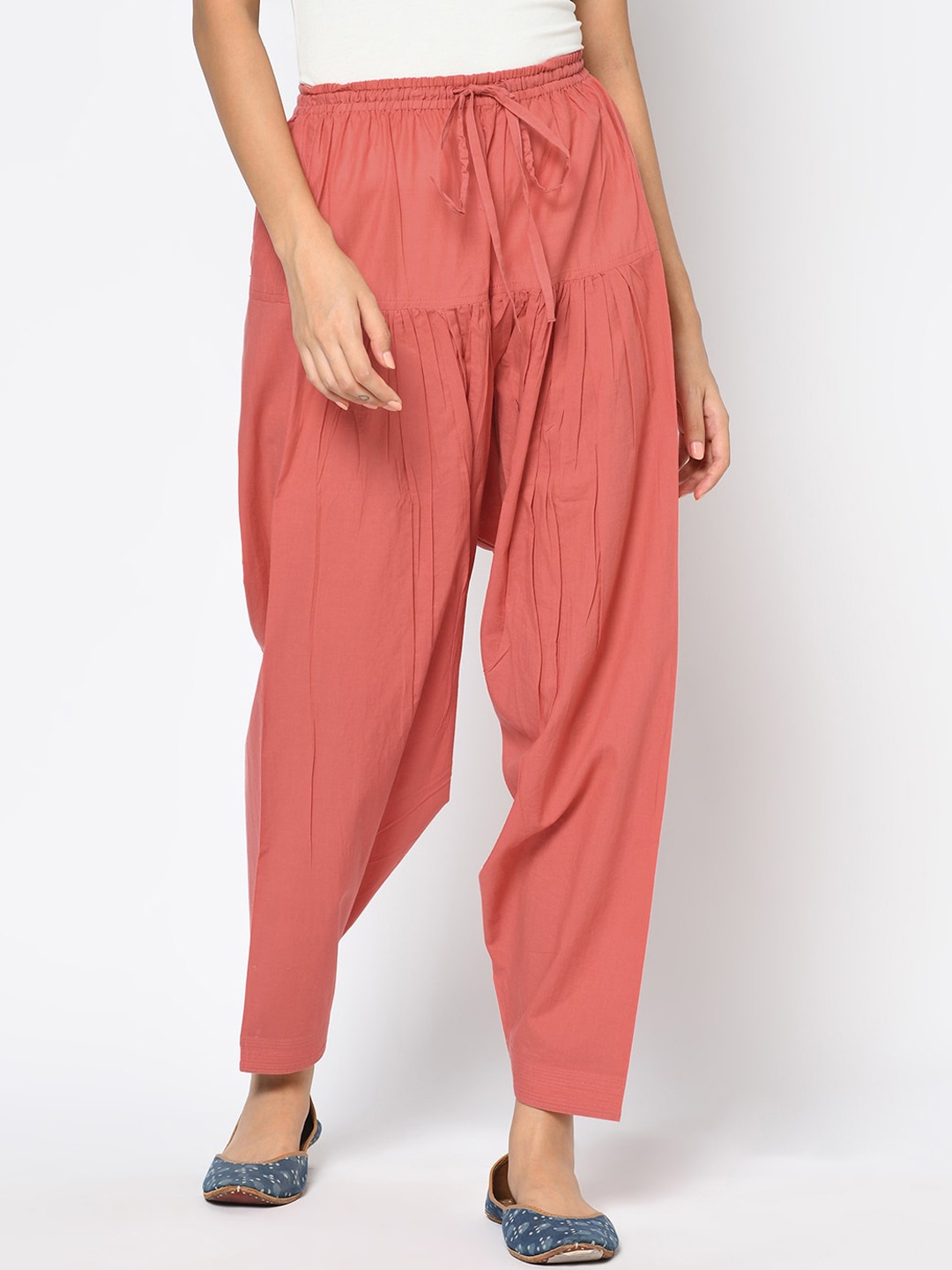 

Fabindia Women Pink Solid Cotton Salwar