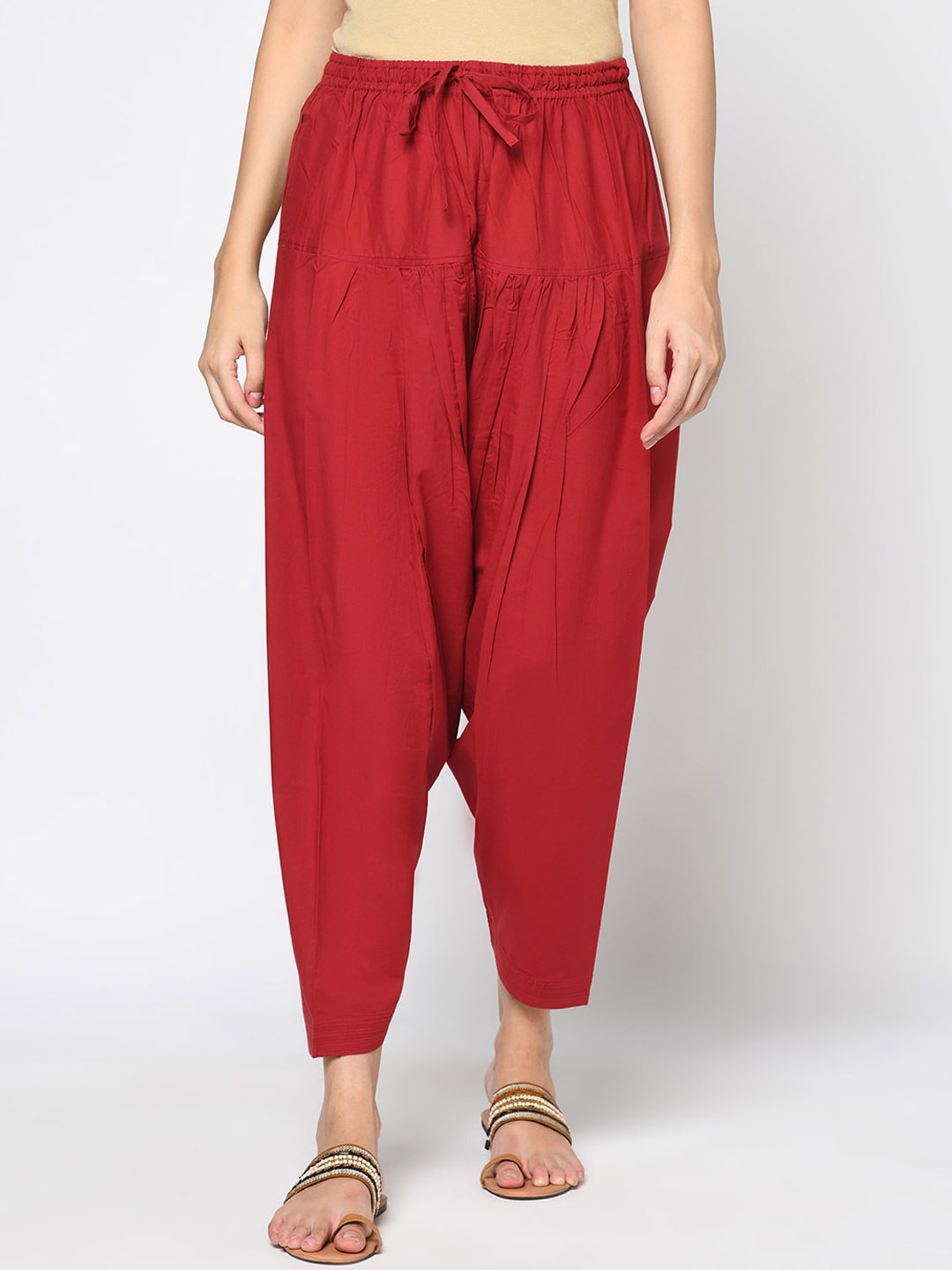 

Fabindia Women Maroon Solid Cotton Salwar