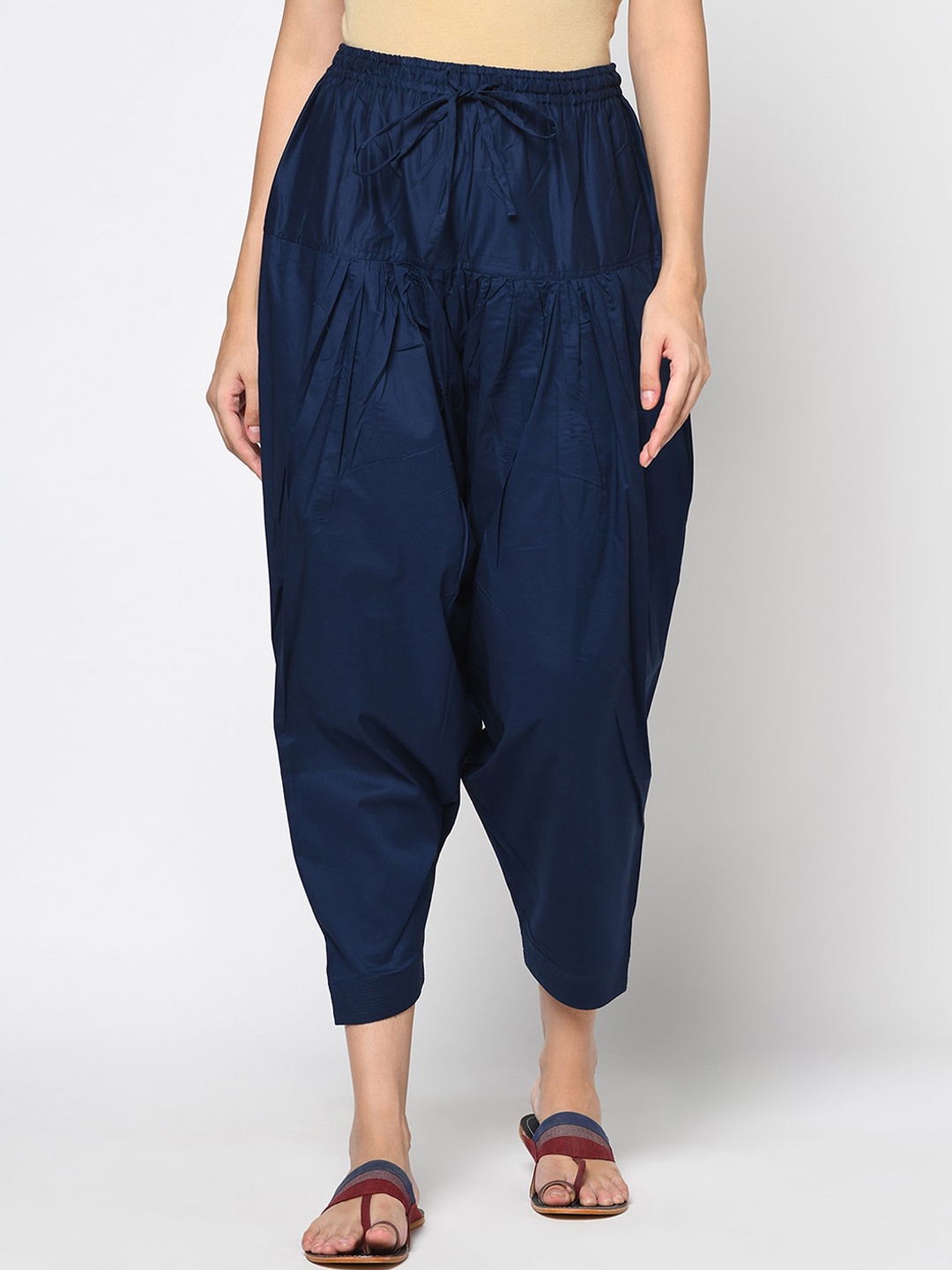 

Fabindia Women Blue Solid Cotton Salwar