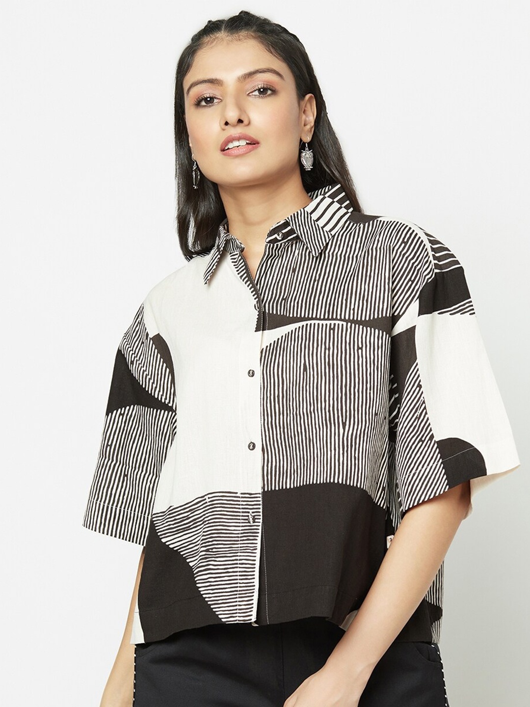 

Fabindia Women Black Opaque Casual Shirt