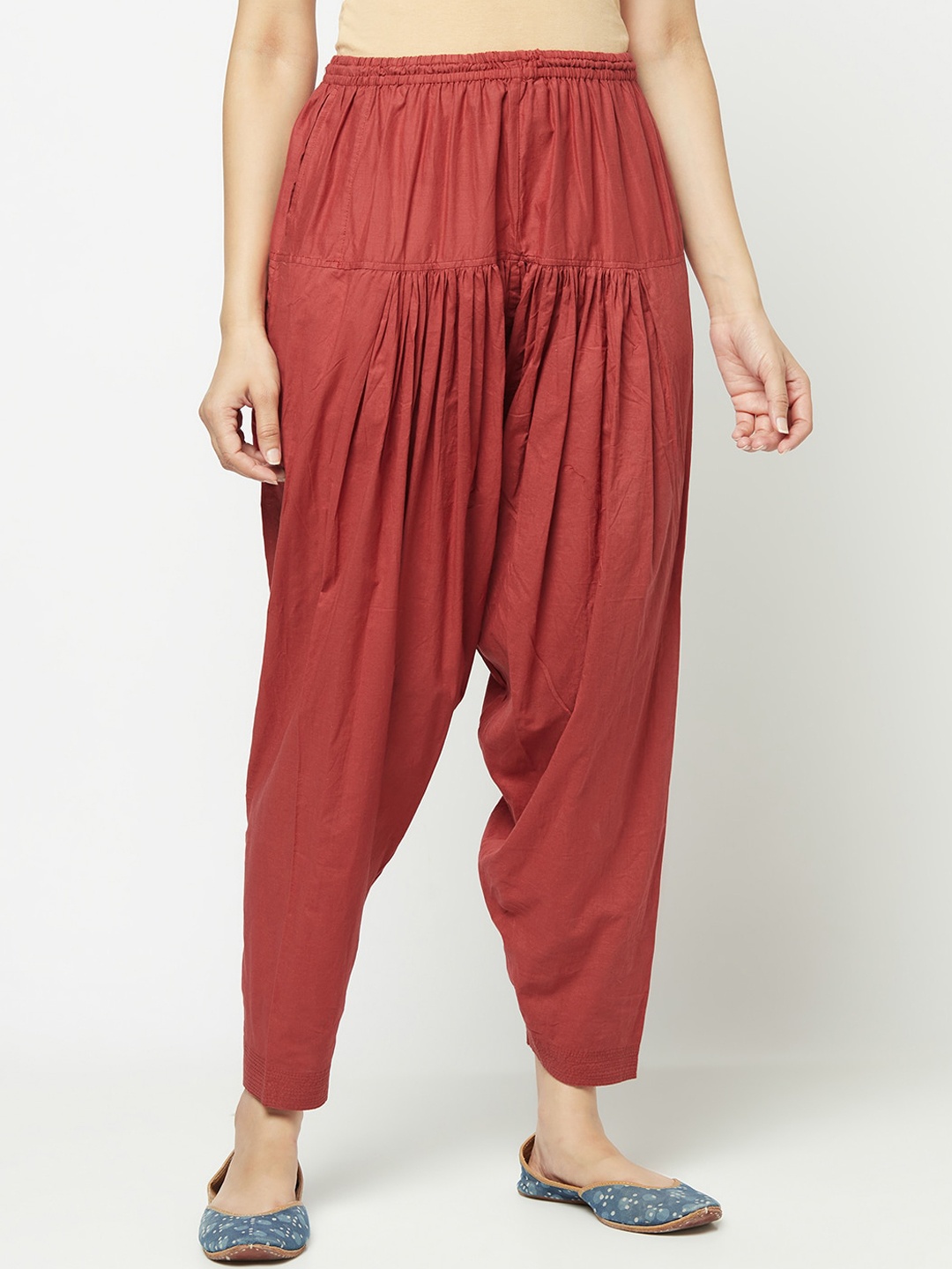 

Fabindia Women Maroon Solid Cotton Salwar