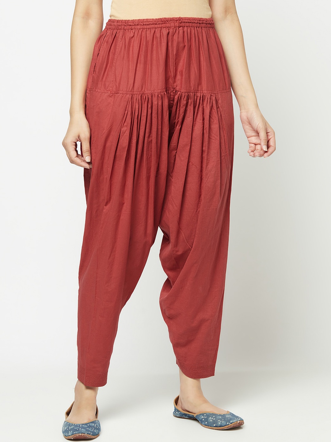 

Fabindia Women Maroon Solid Cotton Salwar