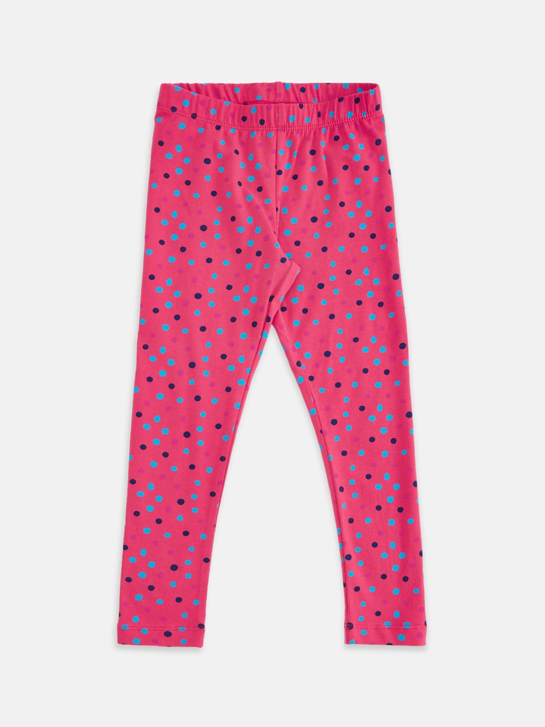 

Pantaloons Junior Girls Coral Pink & Blue Printed Leggings