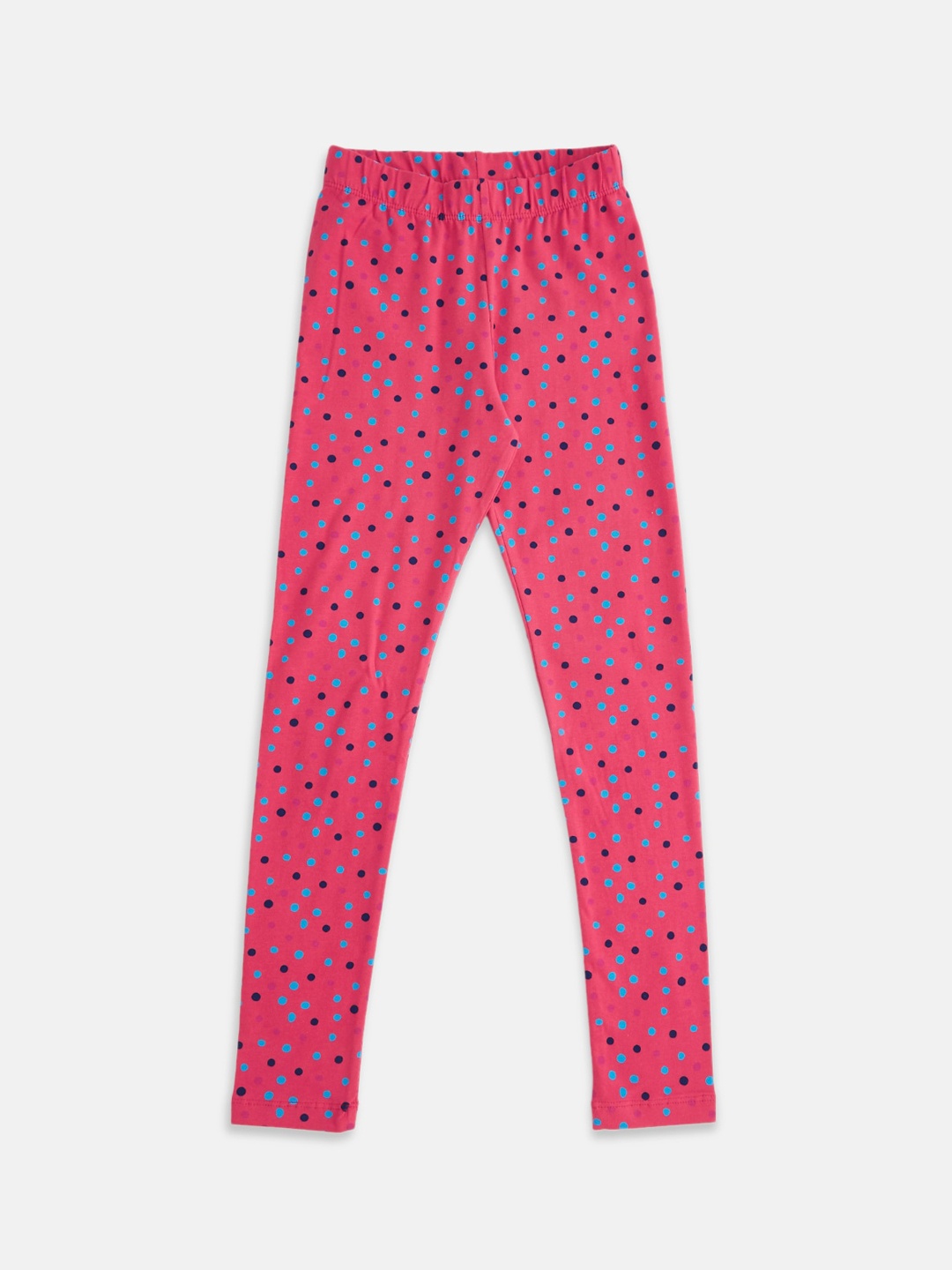 

Pantaloons Junior Girls Coral Pink & Blue Printed Cotton Ankle Length Leggings