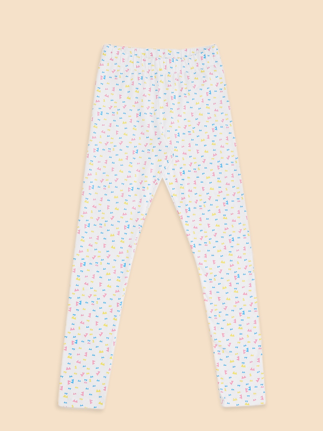 

Pantaloons Junior Girls White & Pink Printed Leggings