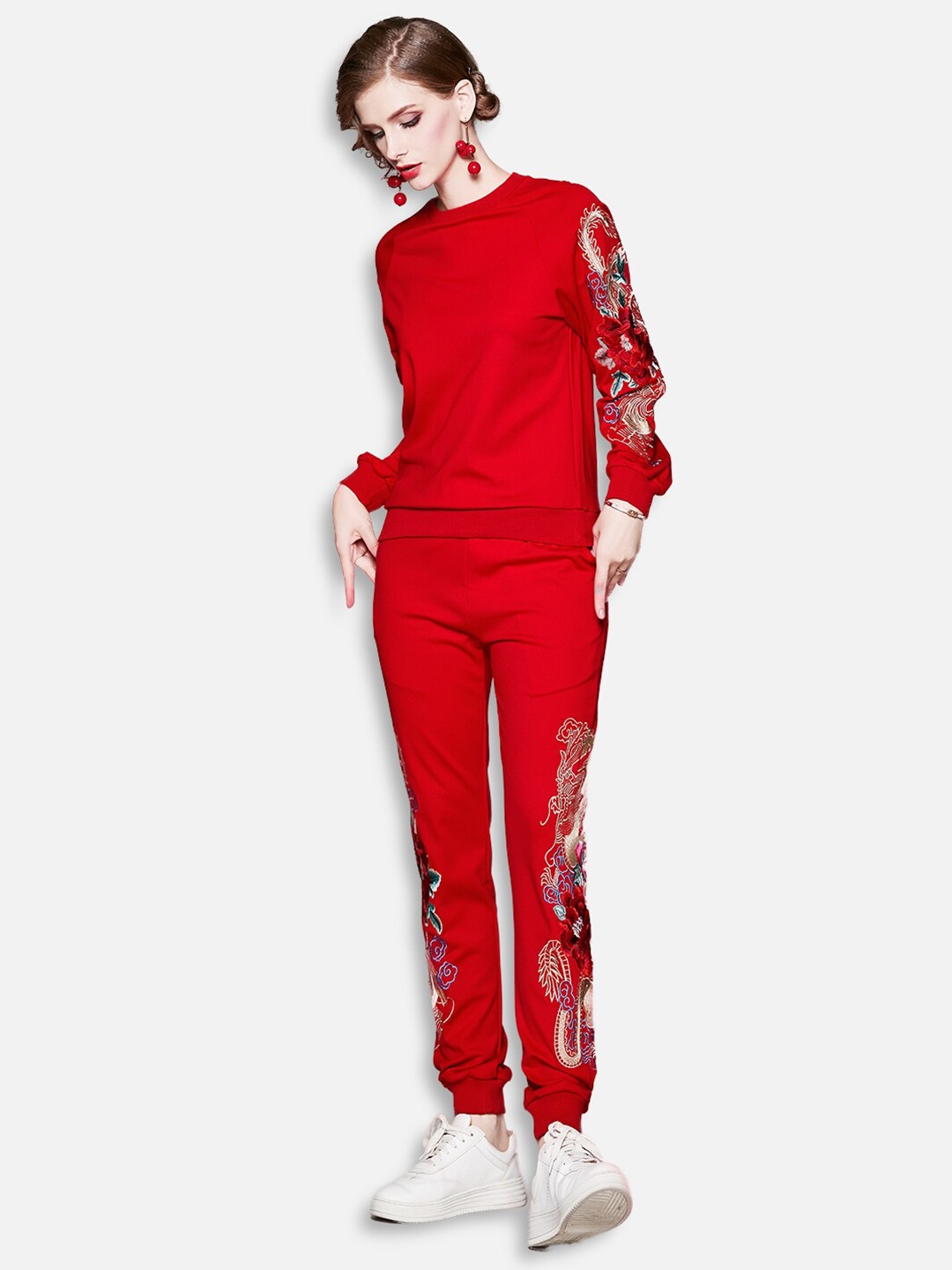 

JC Collection Women Red Printed Clothing Set