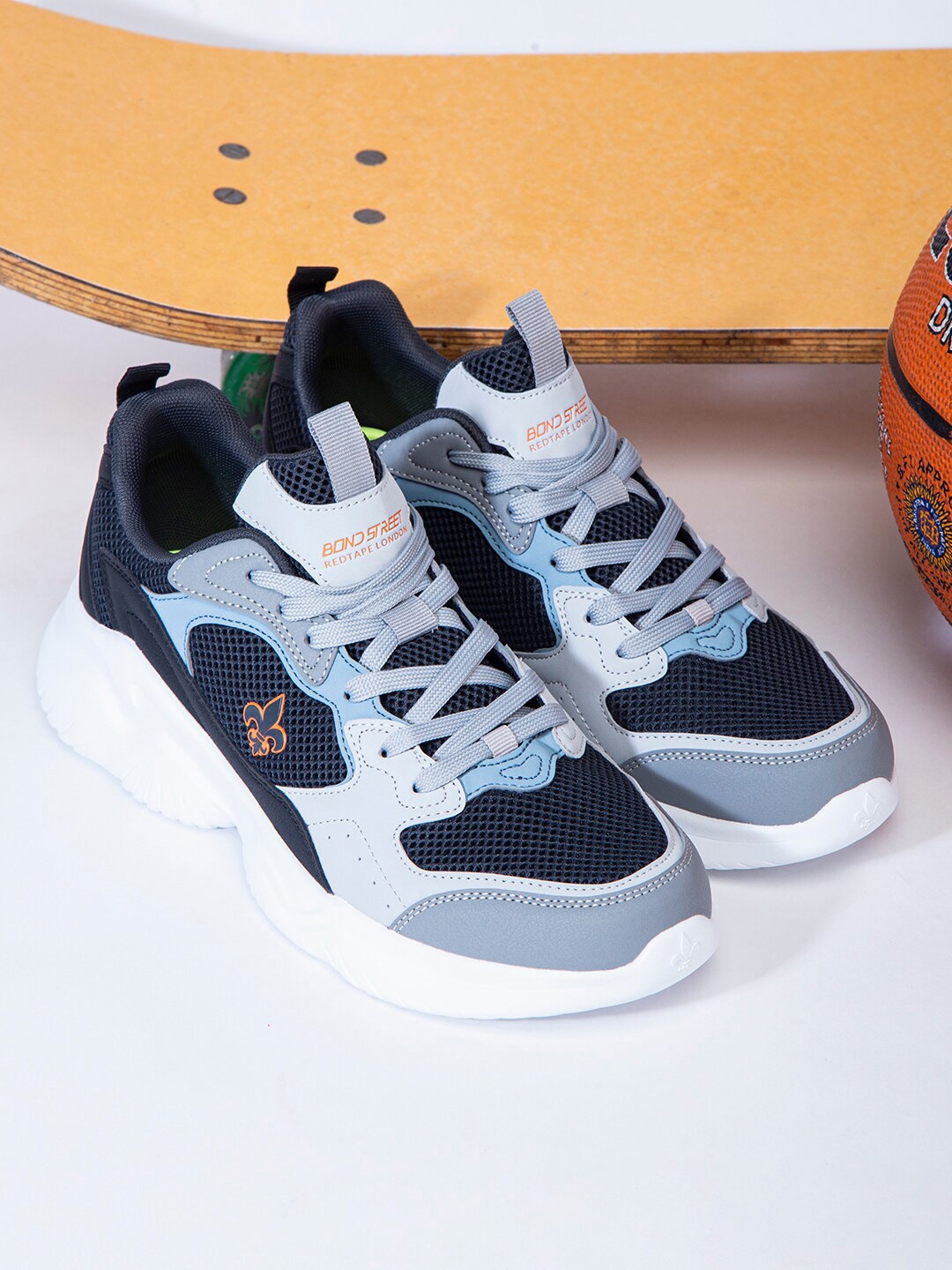 

Bond Street By Red Tape Men Grey & Navy Blue Colourblocked Walking Shoes
