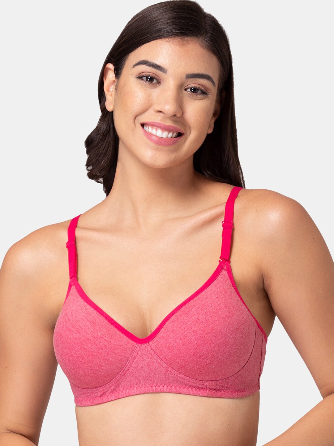 

Souminie Pink & Red T-shirt Bra Lightly Padded