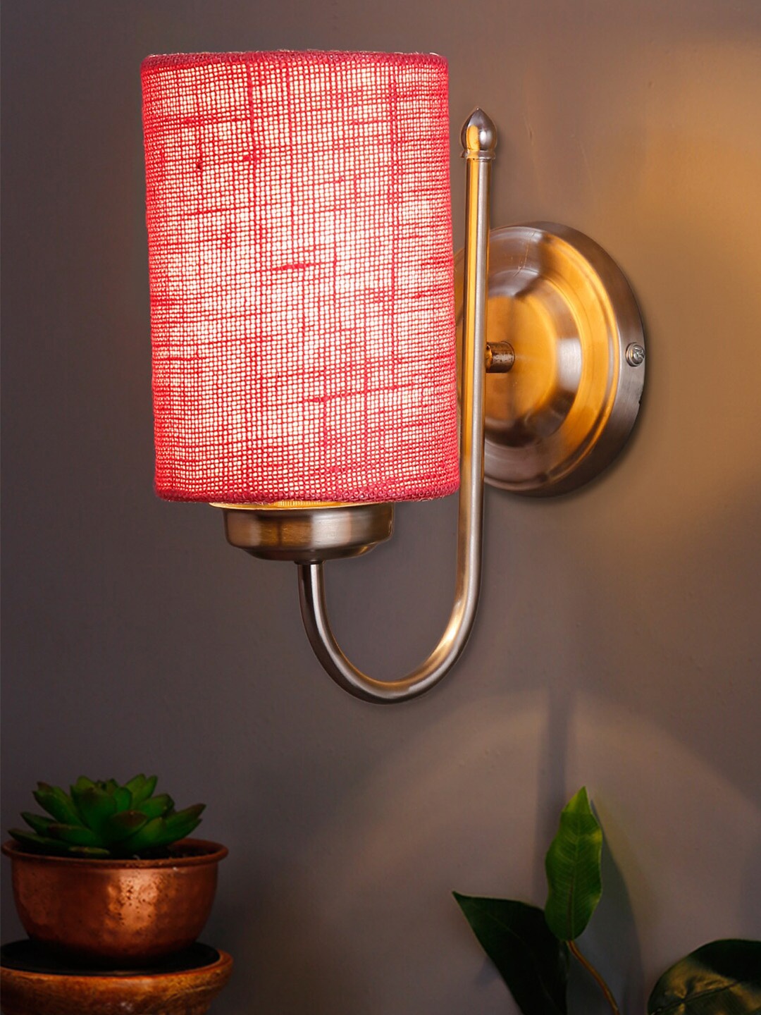 

Devansh Pink Jute Wall Mounted Lamp With Steel Base