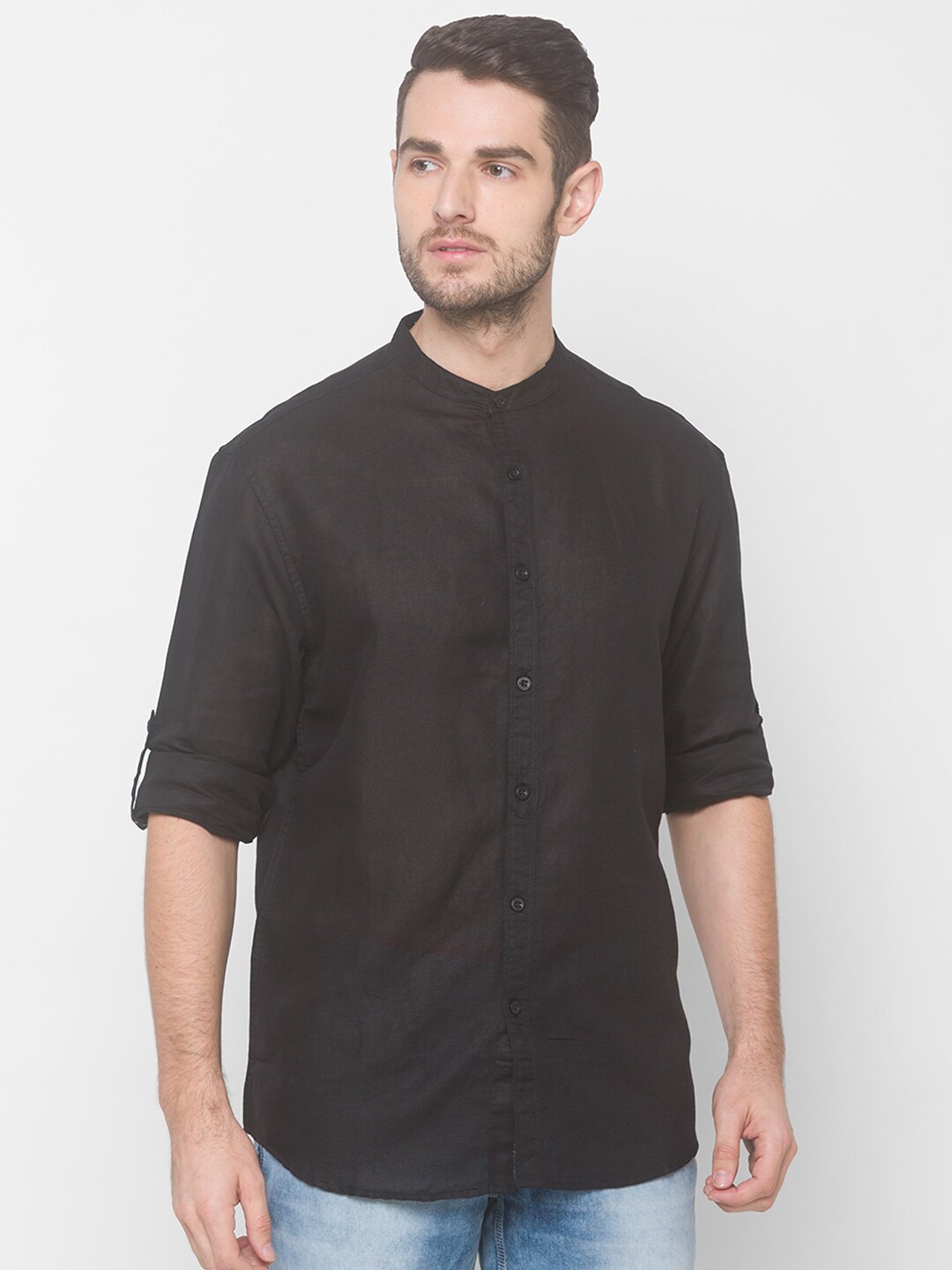 

Globus Men Black Opaque Casual Shirt