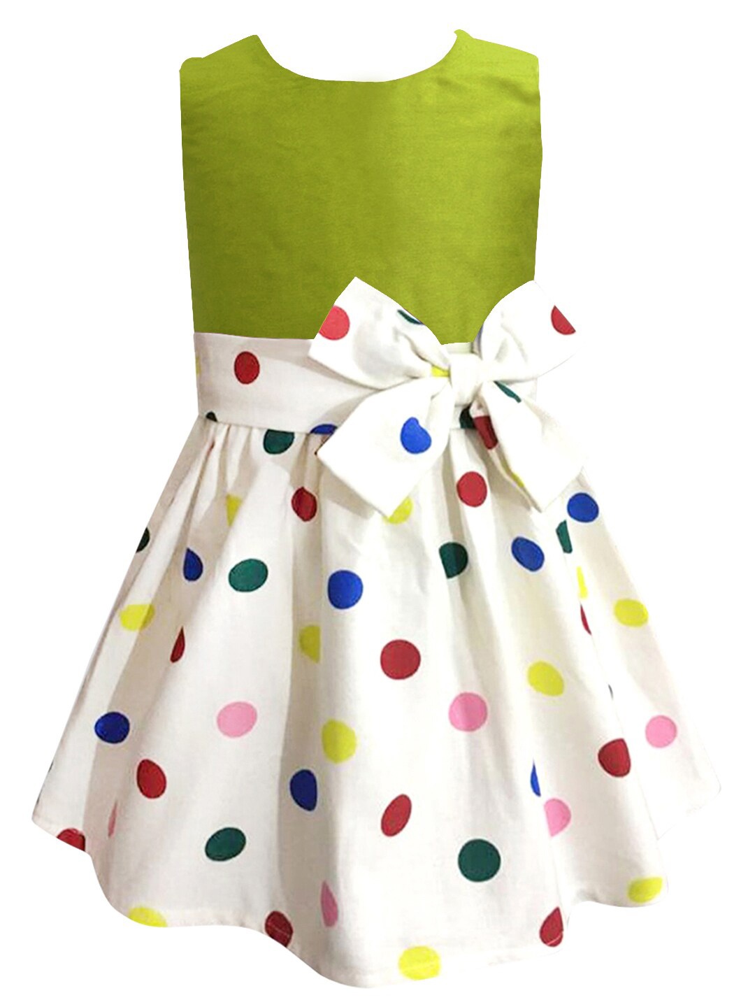 

A T U N Green & White Colourblocked Dress
